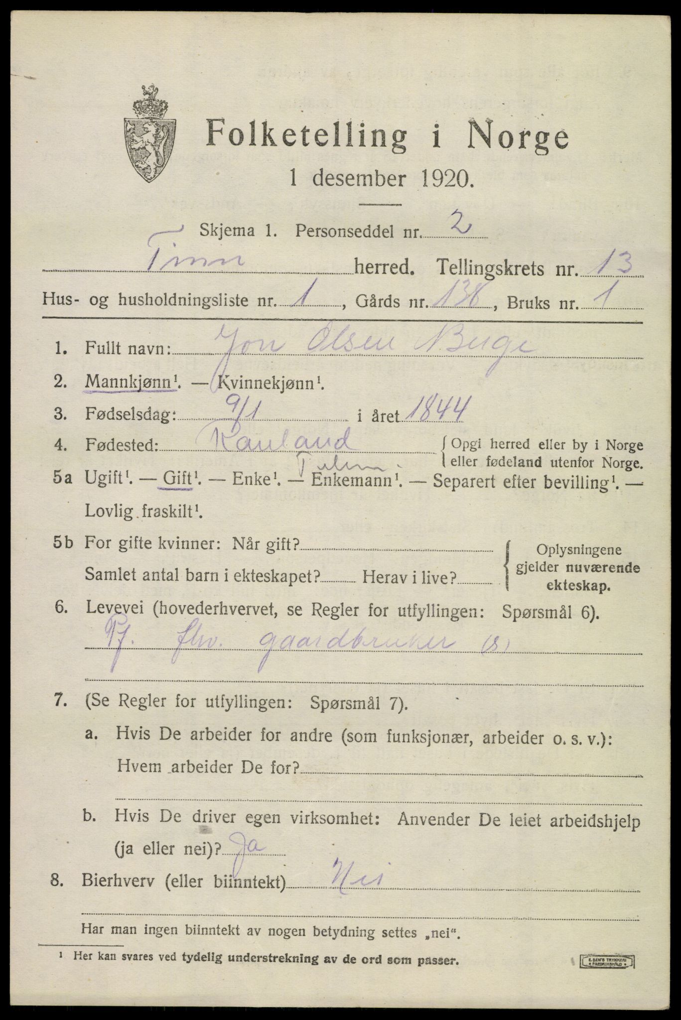 SAKO, 1920 census for Tinn, 1920, p. 8148