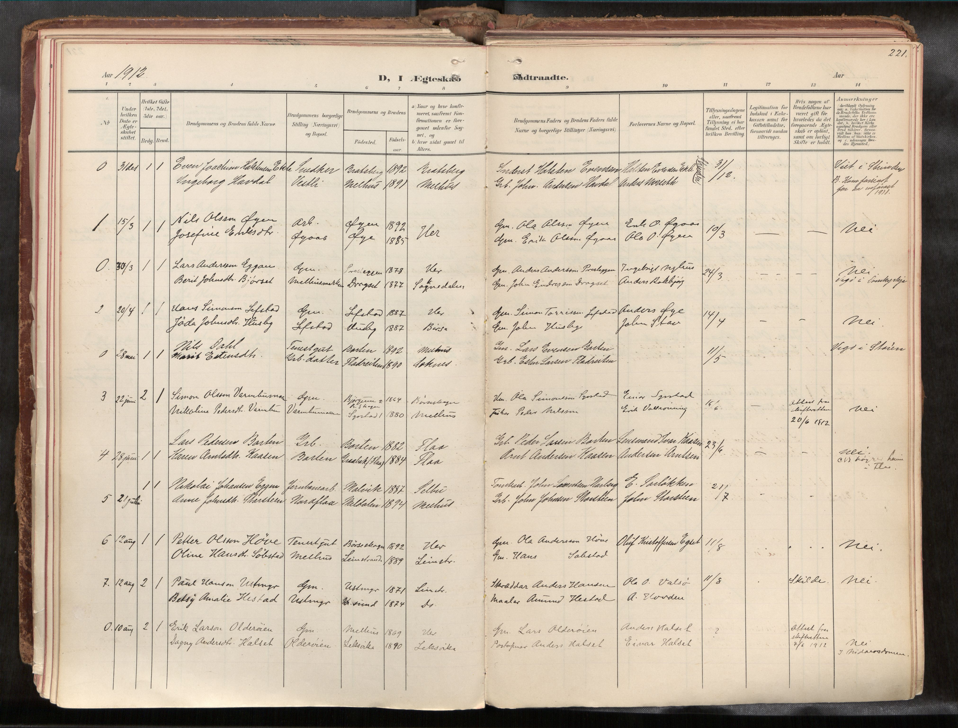 Ministerialprotokoller, klokkerbøker og fødselsregistre - Sør-Trøndelag, SAT/A-1456/691/L1085b: Parish register (official) no. 691A18, 1908-1930, p. 221