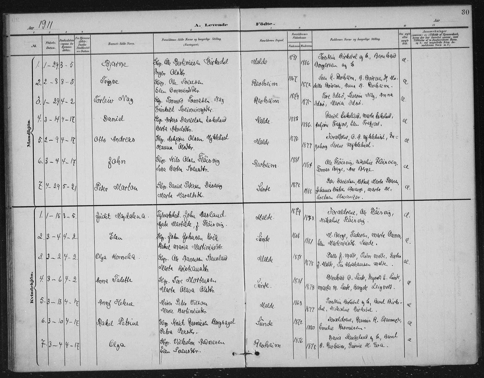 Håland sokneprestkontor, AV/SAST-A-101802/002/B/L0001: Parish register (official) no. A 13, 1901-1923, p. 30