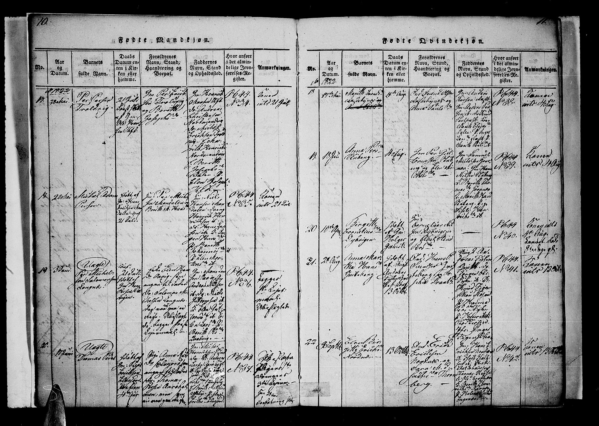 Lyngen sokneprestembete, AV/SATØ-S-1289/H/He/Hea/L0003kirke: Parish register (official) no. 3, 1822-1838, p. 10-11