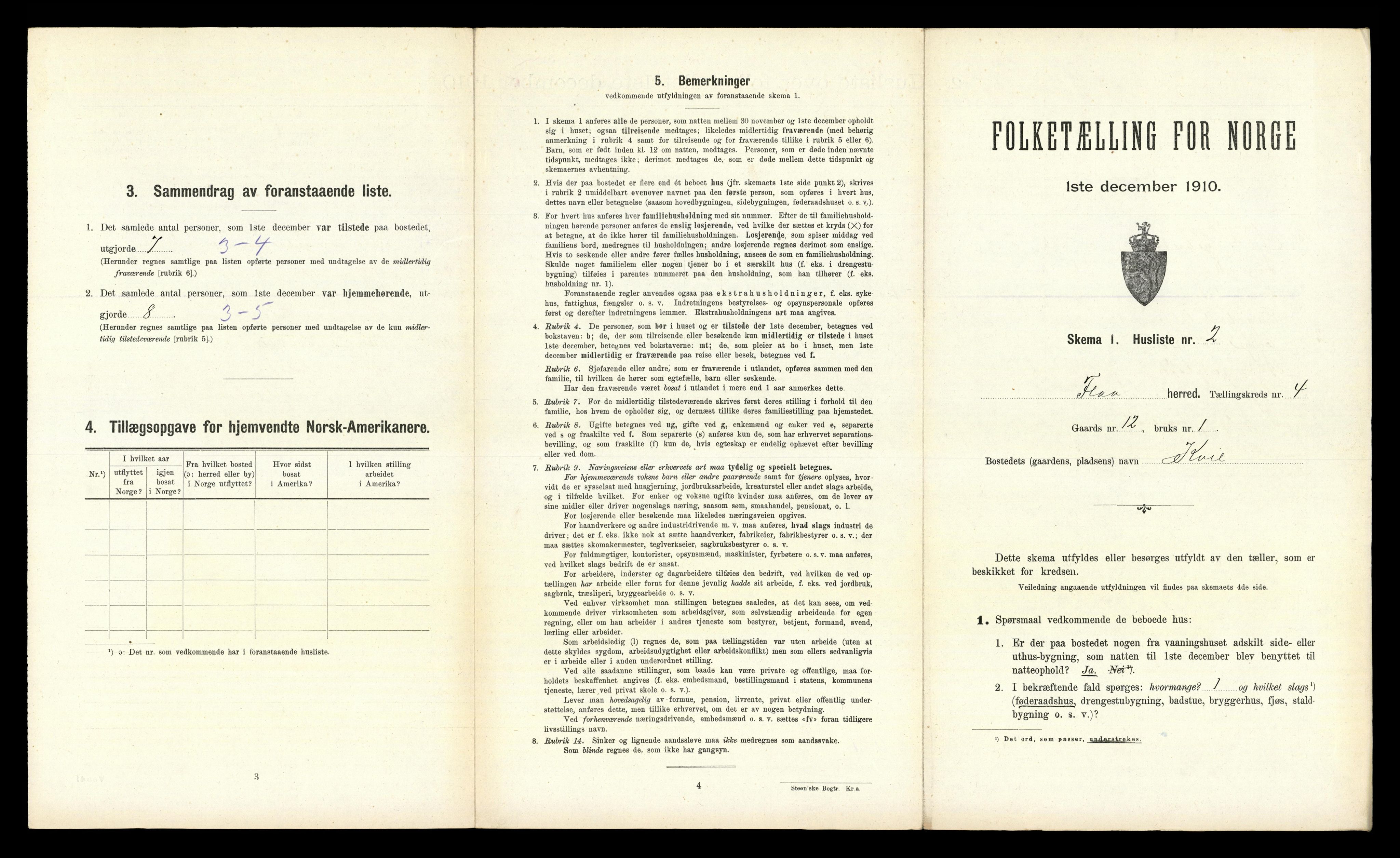 RA, 1910 census for Flå, 1910, p. 382