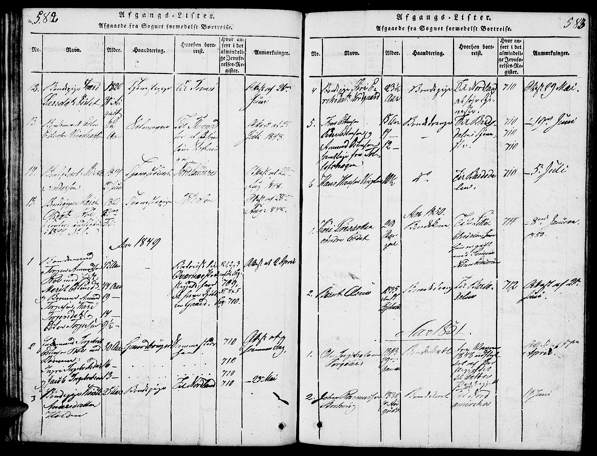 Tolga prestekontor, SAH/PREST-062/L/L0003: Parish register (copy) no. 3, 1815-1862, p. 582-583