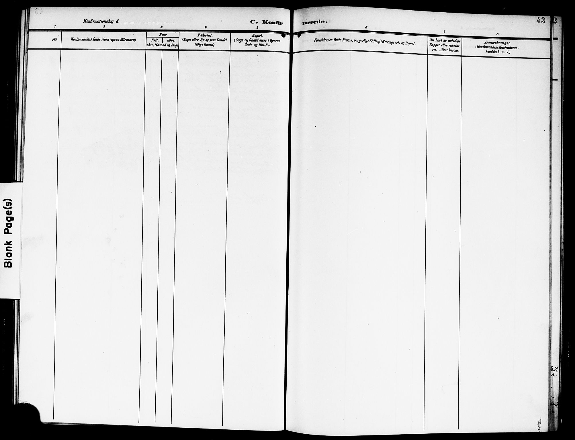 Fet prestekontor Kirkebøker, AV/SAO-A-10370a/G/Gb/L0005: Parish register (copy) no. II 5, 1904-1913, p. 43