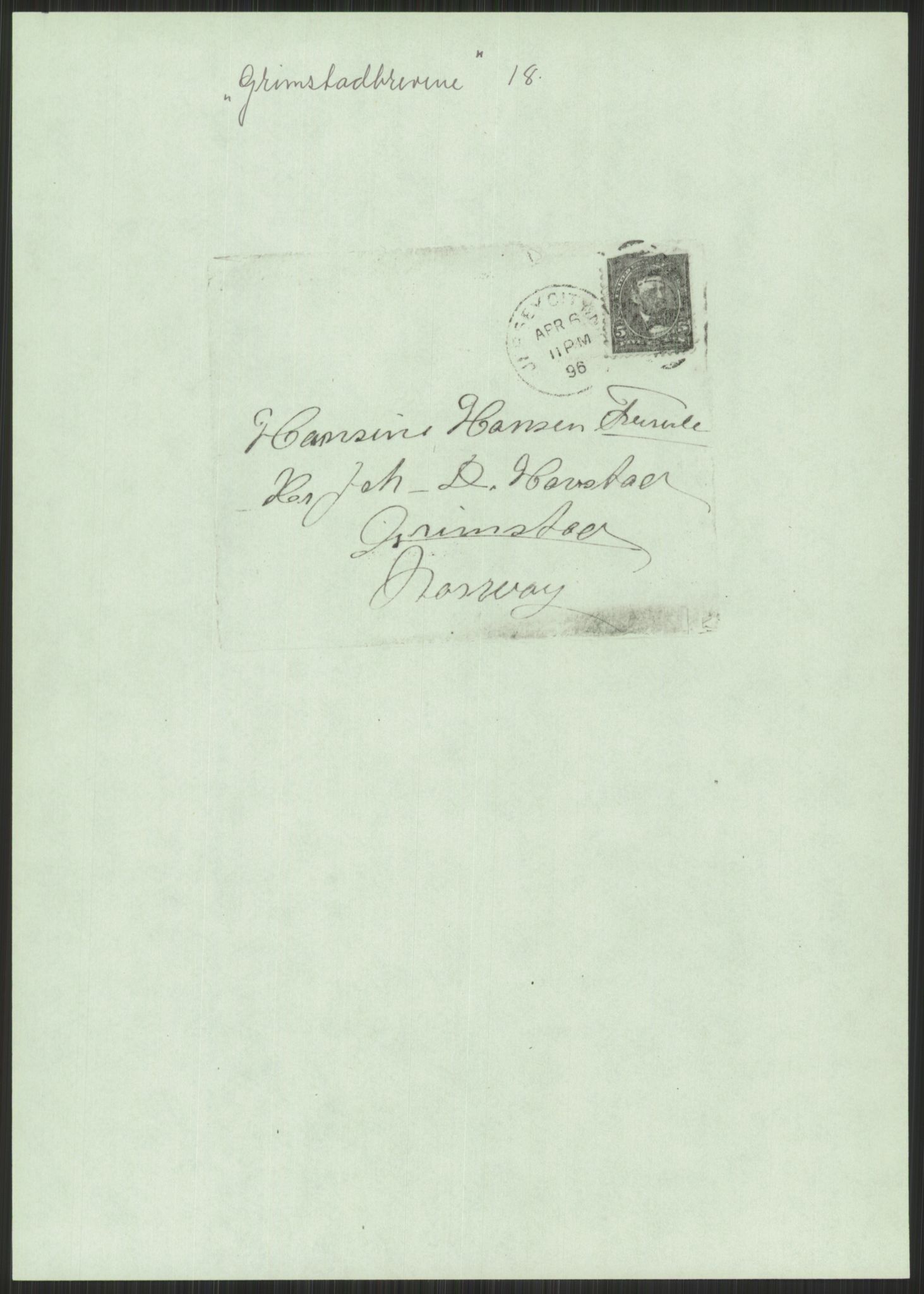 Samlinger til kildeutgivelse, Amerikabrevene, AV/RA-EA-4057/F/L0025: Innlån fra Aust-Agder: Aust-Agder-Arkivet, Grimstadbrevene, 1838-1914, p. 171