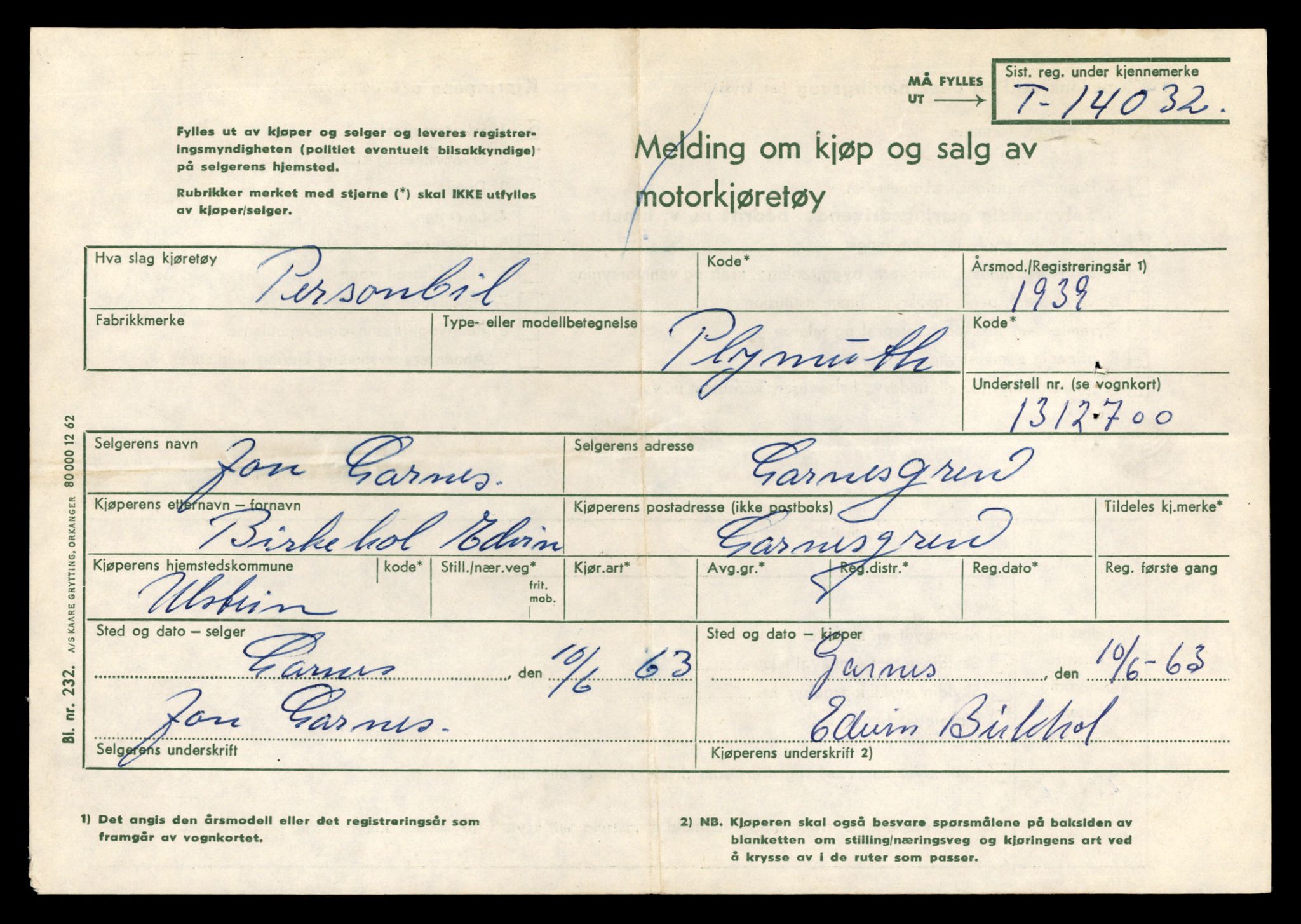 Møre og Romsdal vegkontor - Ålesund trafikkstasjon, SAT/A-4099/F/Fe/L0042: Registreringskort for kjøretøy T 13906 - T 14079, 1927-1998, p. 1989