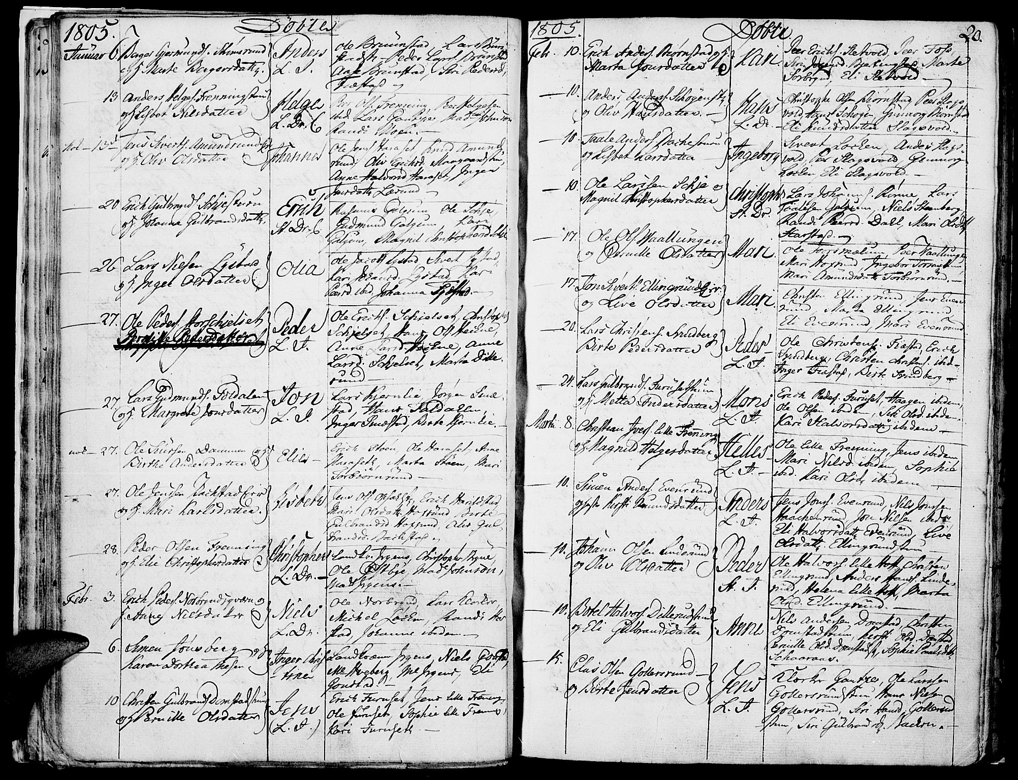 Romedal prestekontor, SAH/PREST-004/K/L0001: Parish register (official) no. 1, 1799-1814, p. 20