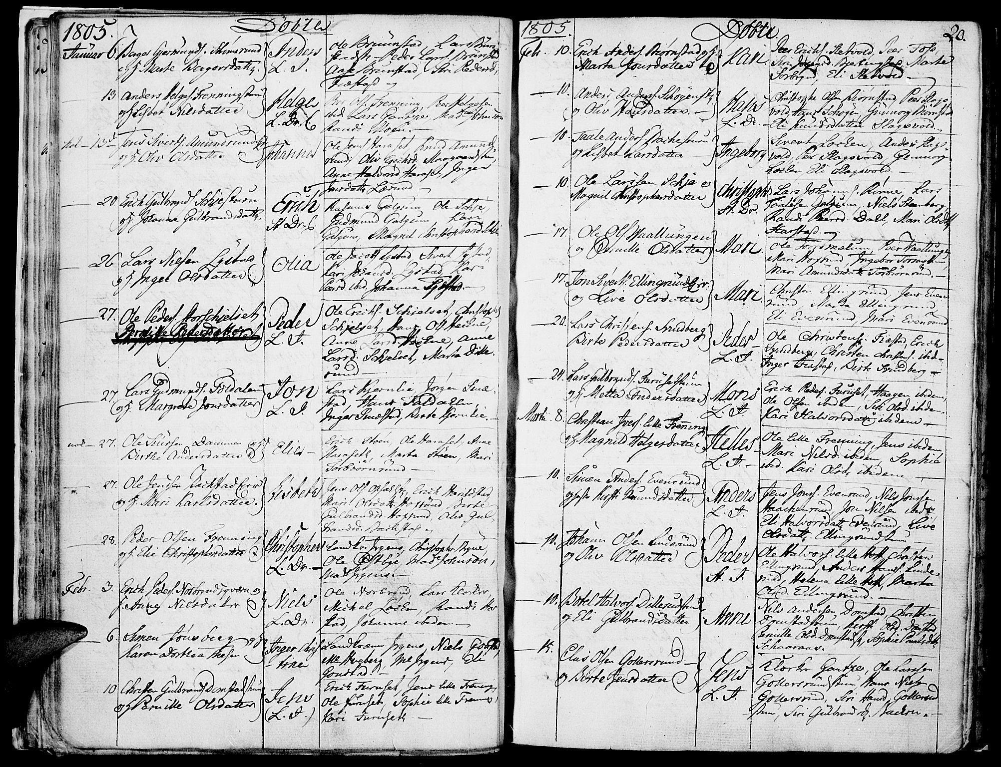 Romedal prestekontor, AV/SAH-PREST-004/K/L0001: Parish register (official) no. 1, 1799-1814, p. 20