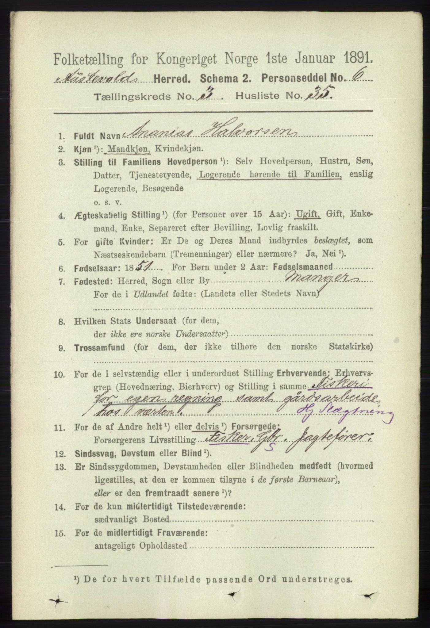 RA, 1891 census for 1244 Austevoll, 1891, p. 1191