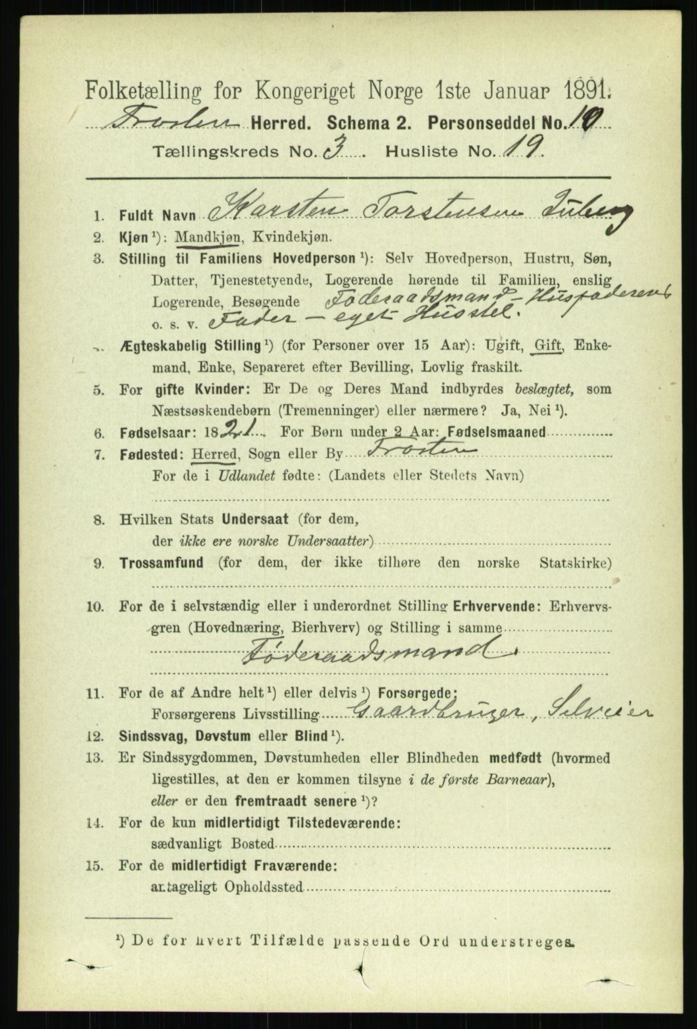 RA, 1891 census for 1717 Frosta, 1891, p. 2013