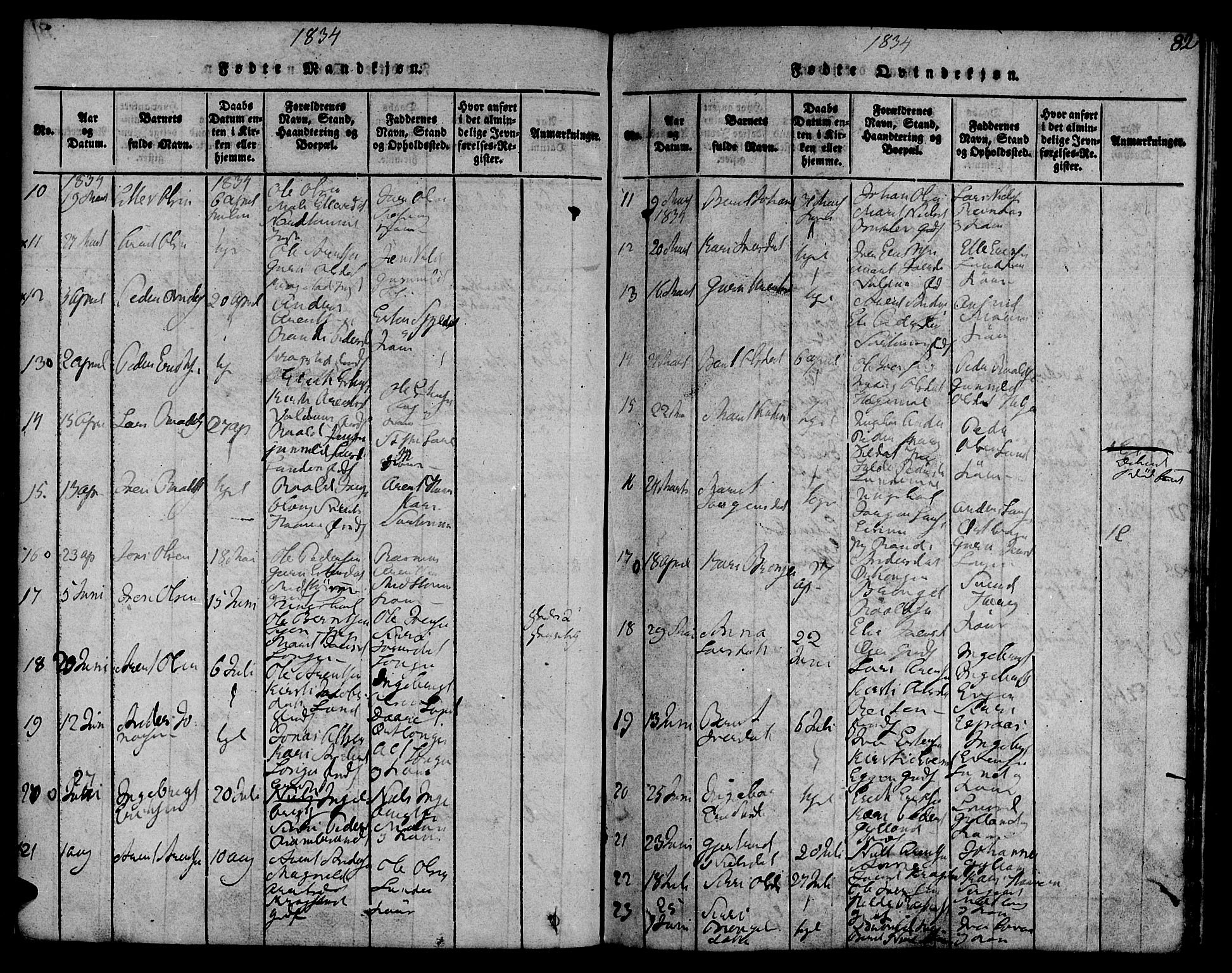 Ministerialprotokoller, klokkerbøker og fødselsregistre - Sør-Trøndelag, SAT/A-1456/692/L1102: Parish register (official) no. 692A02, 1816-1842, p. 82