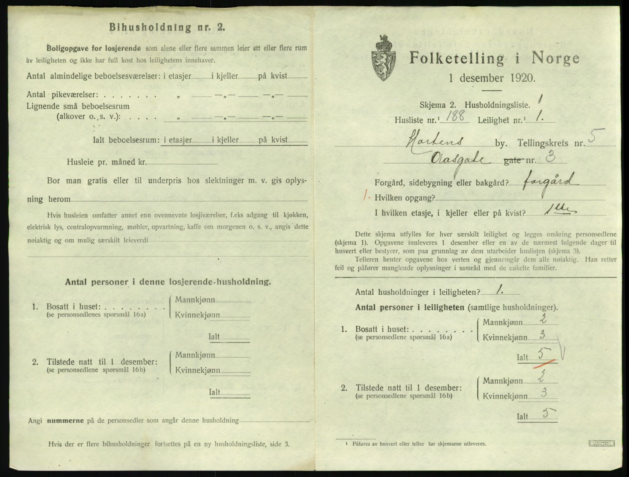 SAKO, 1920 census for Horten, 1920, p. 6299