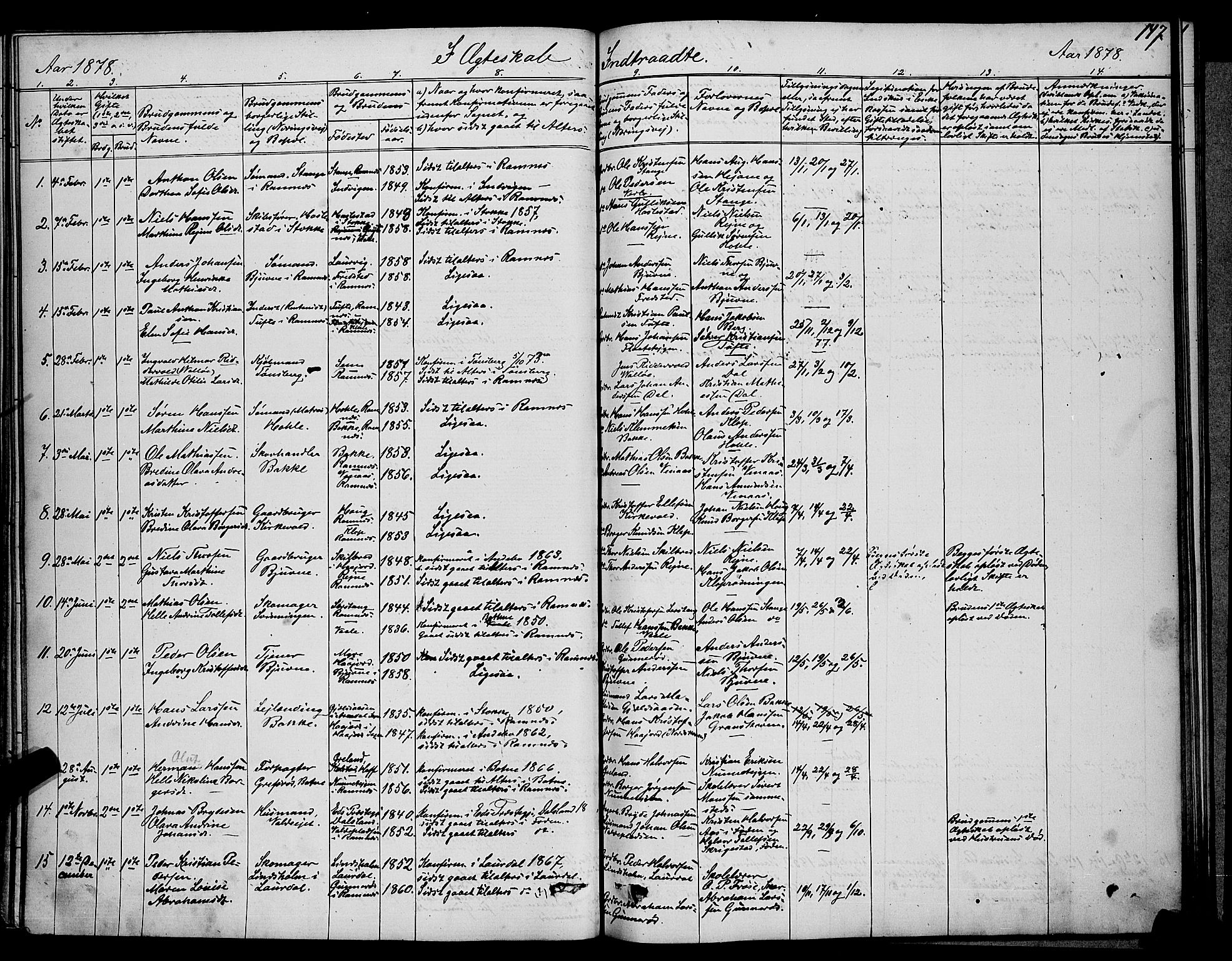 Ramnes kirkebøker, AV/SAKO-A-314/G/Ga/L0003: Parish register (copy) no. I 3, 1870-1896, p. 147