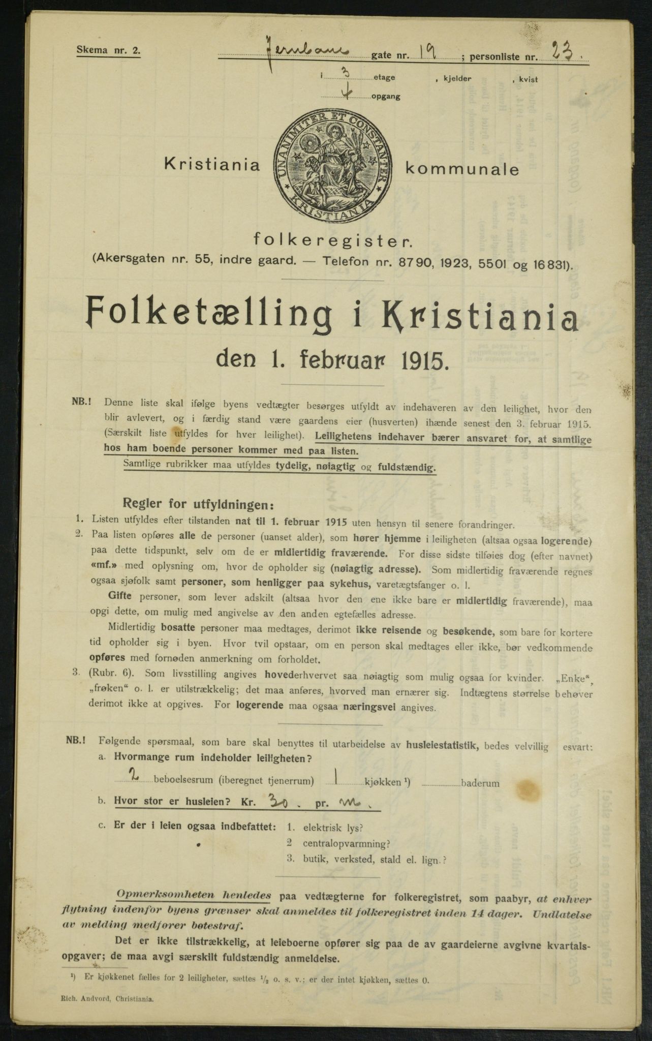 OBA, Municipal Census 1915 for Kristiania, 1915, p. 46367