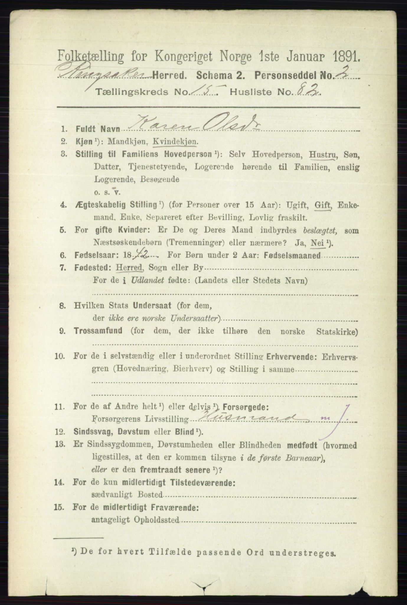 RA, 1891 census for 0412 Ringsaker, 1891, p. 8977