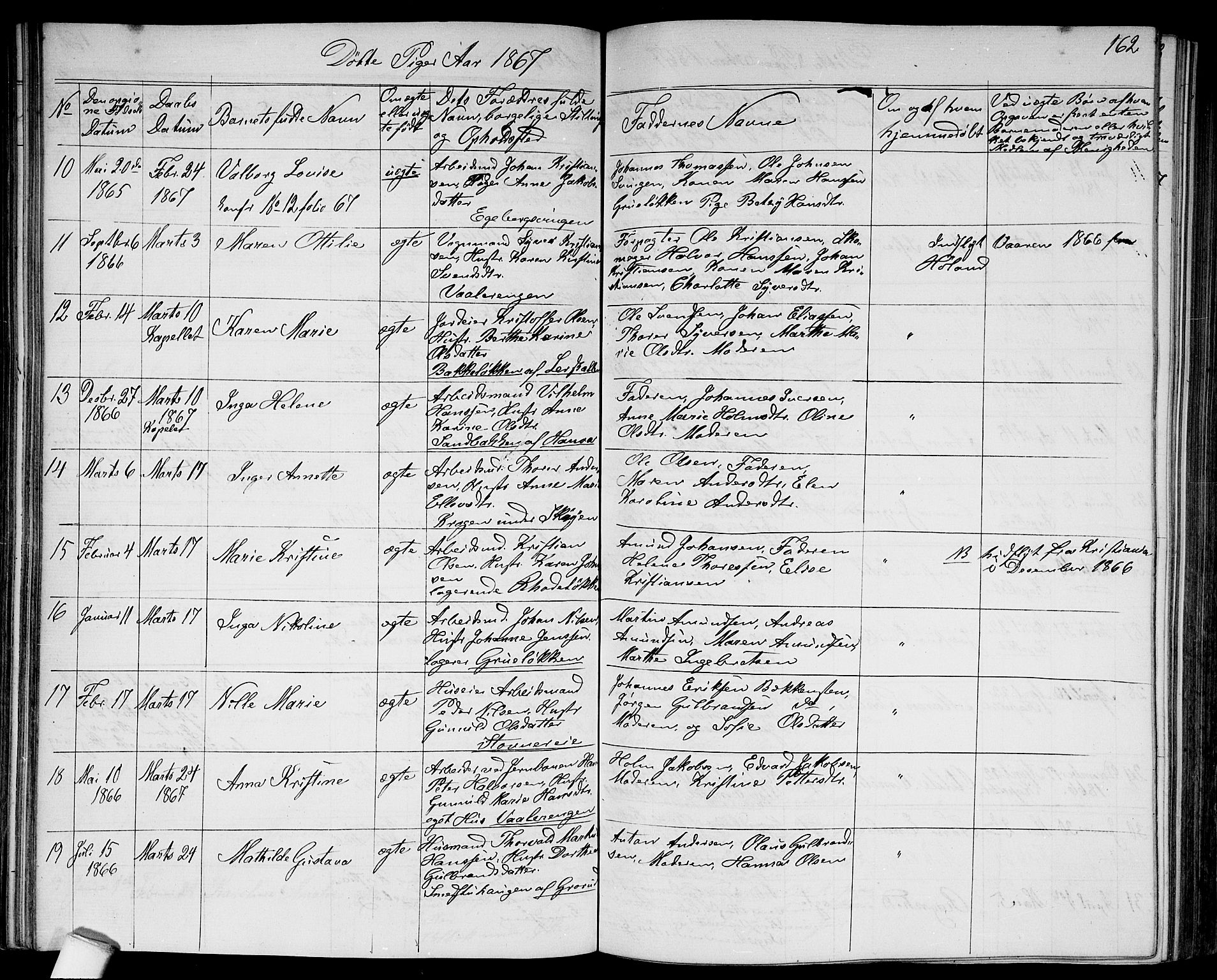 Østre Aker prestekontor Kirkebøker, SAO/A-10840/G/Ga/L0002: Parish register (copy) no. I 2, 1861-1867, p. 162