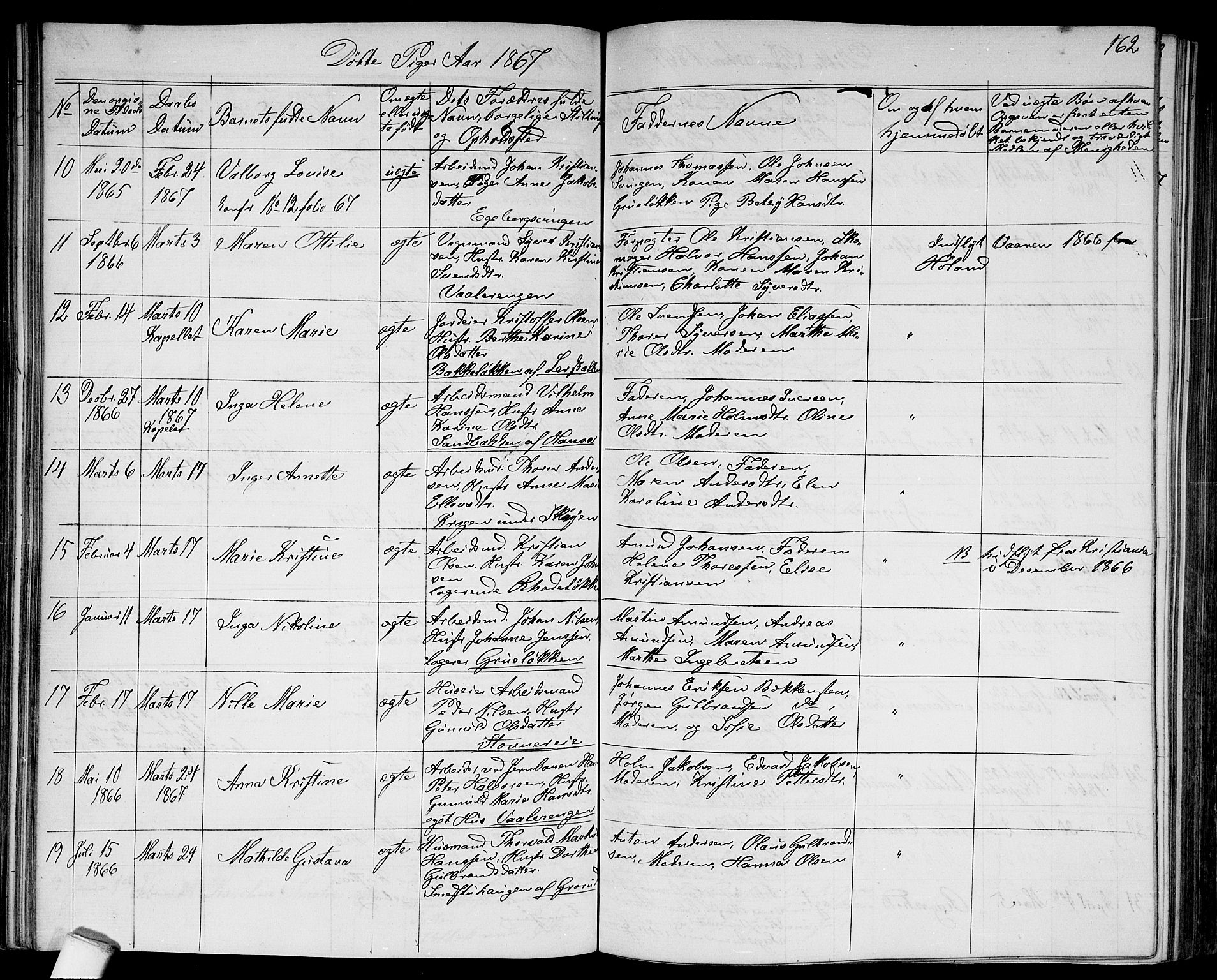 Østre Aker prestekontor Kirkebøker, AV/SAO-A-10840/G/Ga/L0002: Parish register (copy) no. I 2, 1861-1867, p. 162