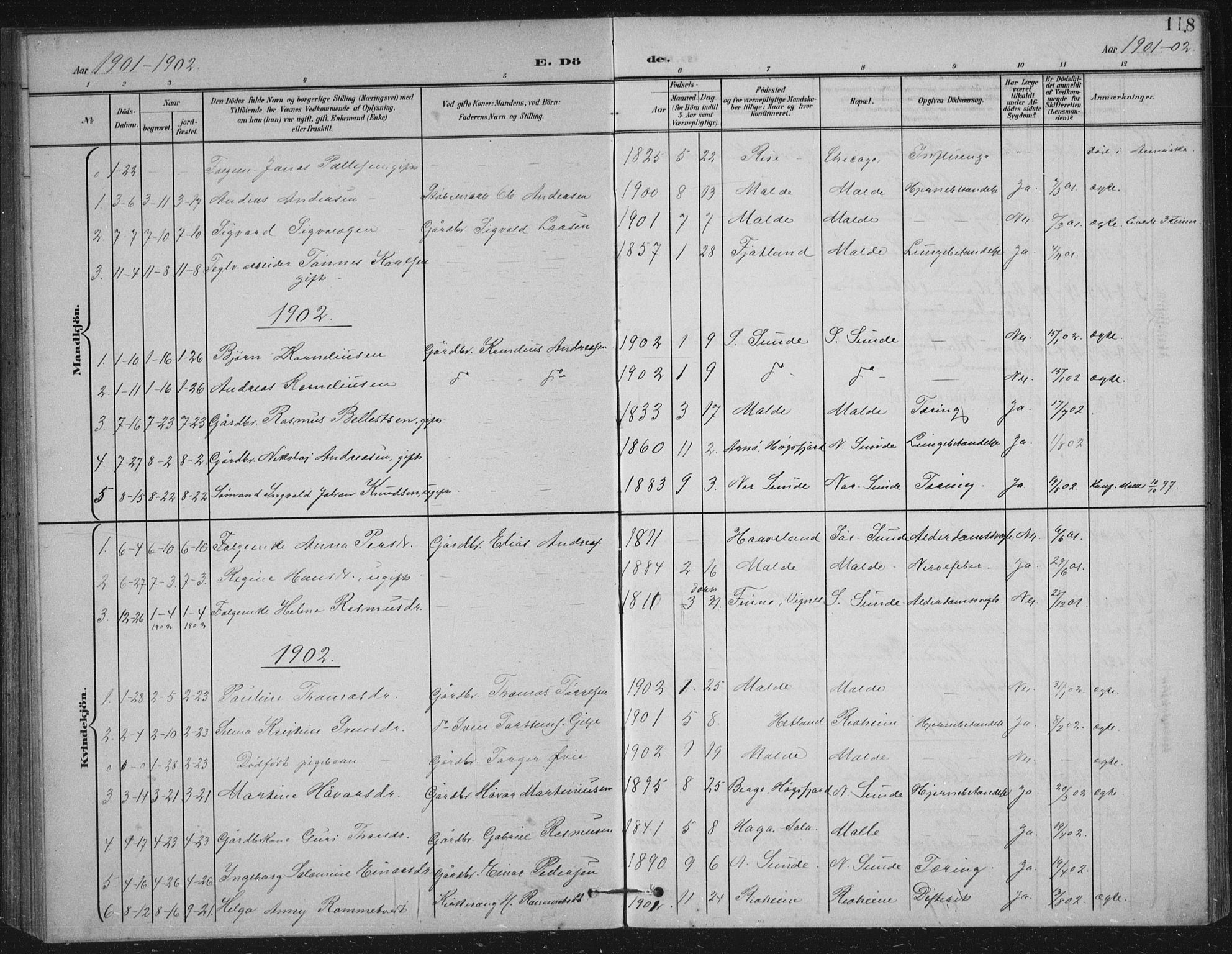 Håland sokneprestkontor, SAST/A-101802/002/B/L0001: Parish register (official) no. A 13, 1901-1923, p. 118