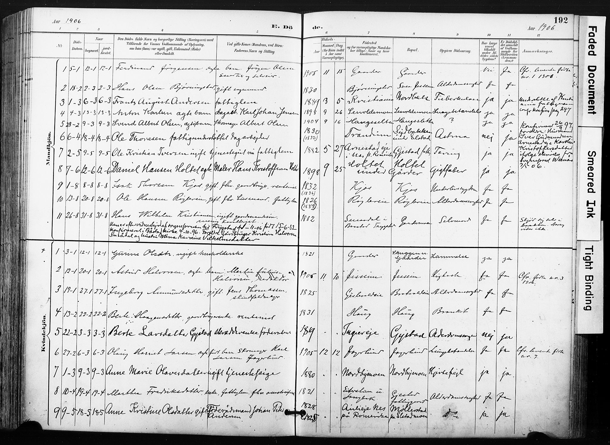 Ullensaker prestekontor Kirkebøker, AV/SAO-A-10236a/F/Fb/L0002: Parish register (official) no. II 2, 1894-1909, p. 192