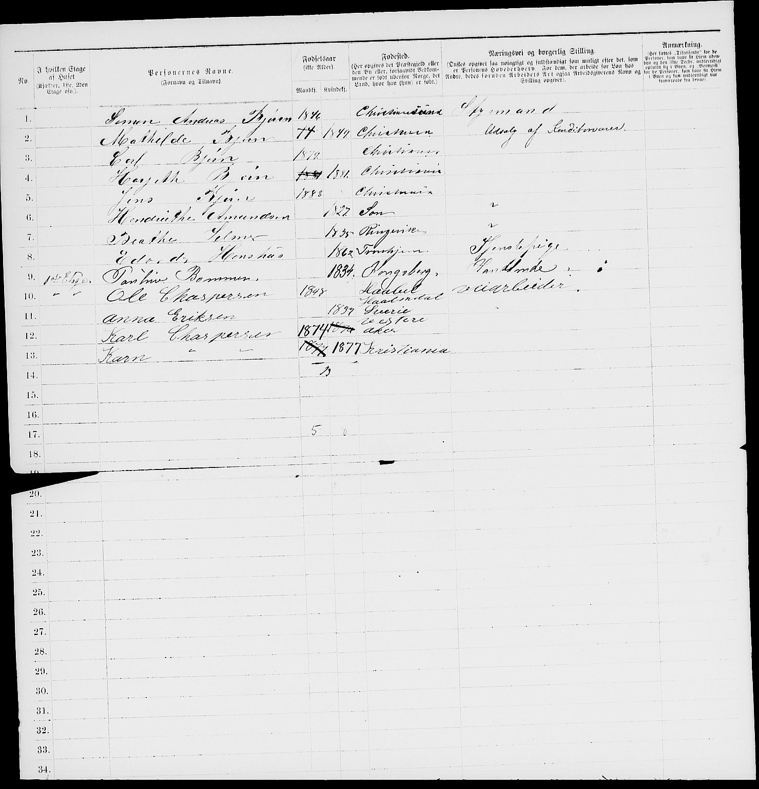 RA, 1885 census for 0301 Kristiania, 1885, p. 614