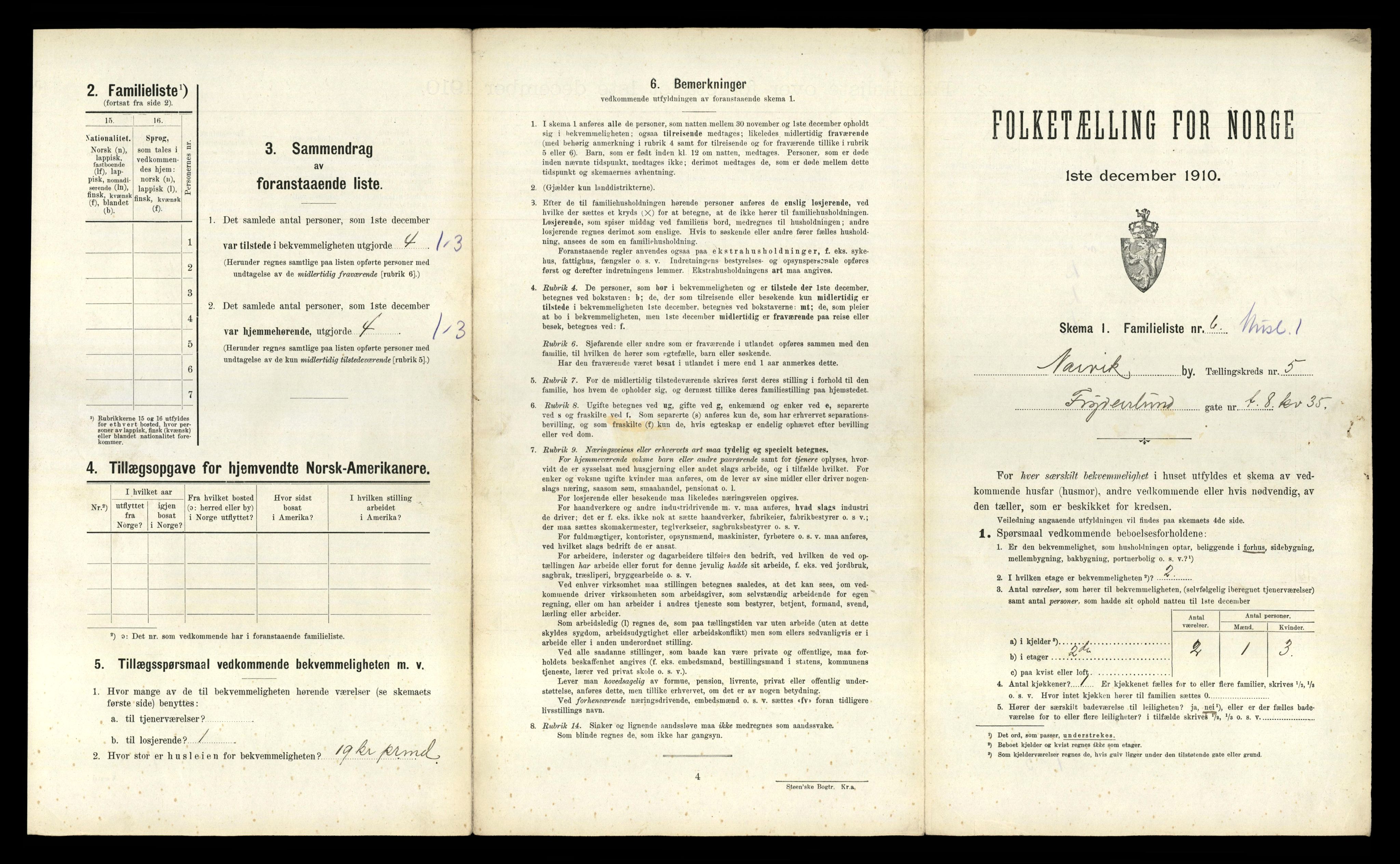 RA, 1910 census for Narvik, 1910, p. 1927