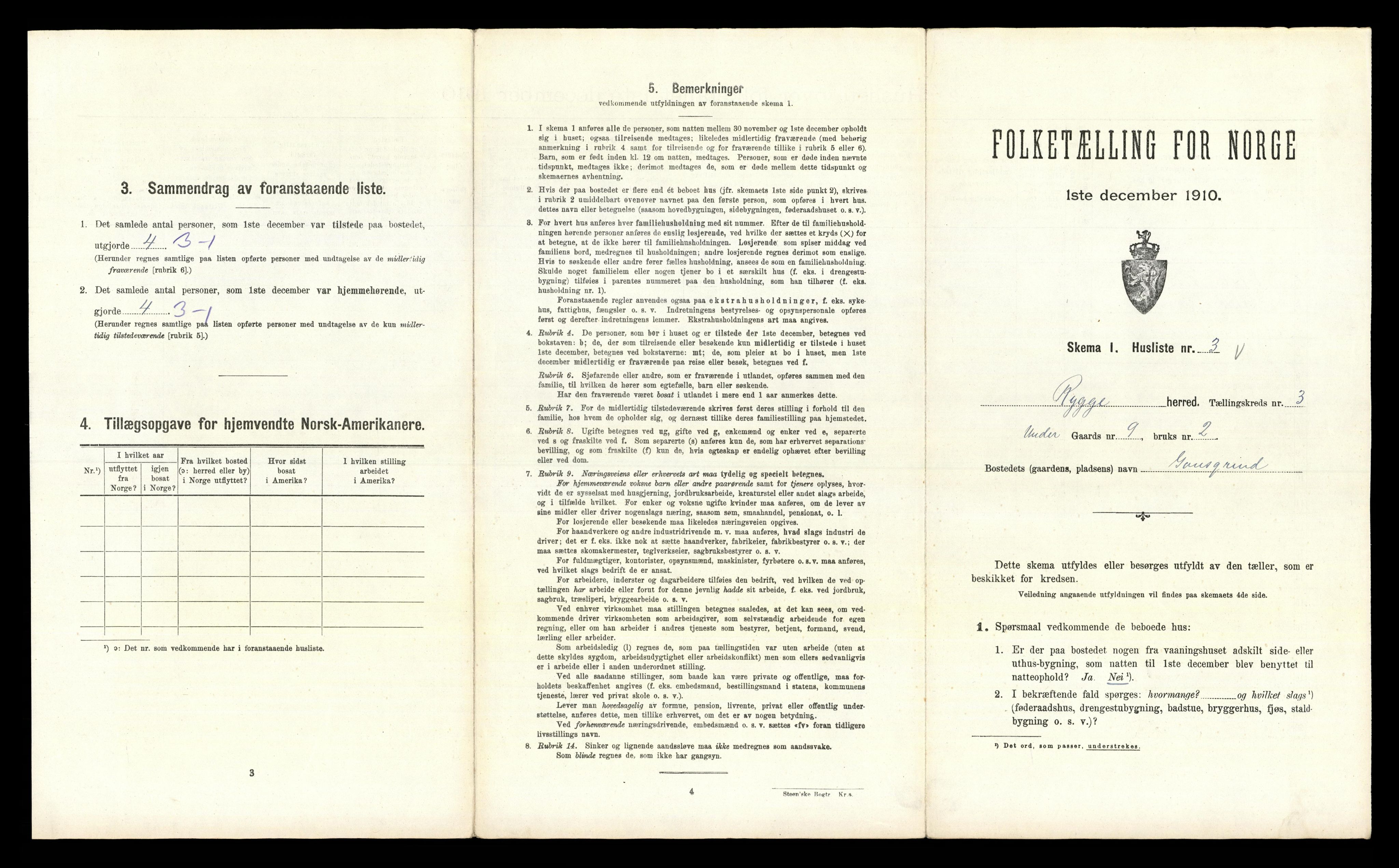 RA, 1910 census for Rygge, 1910, p. 444