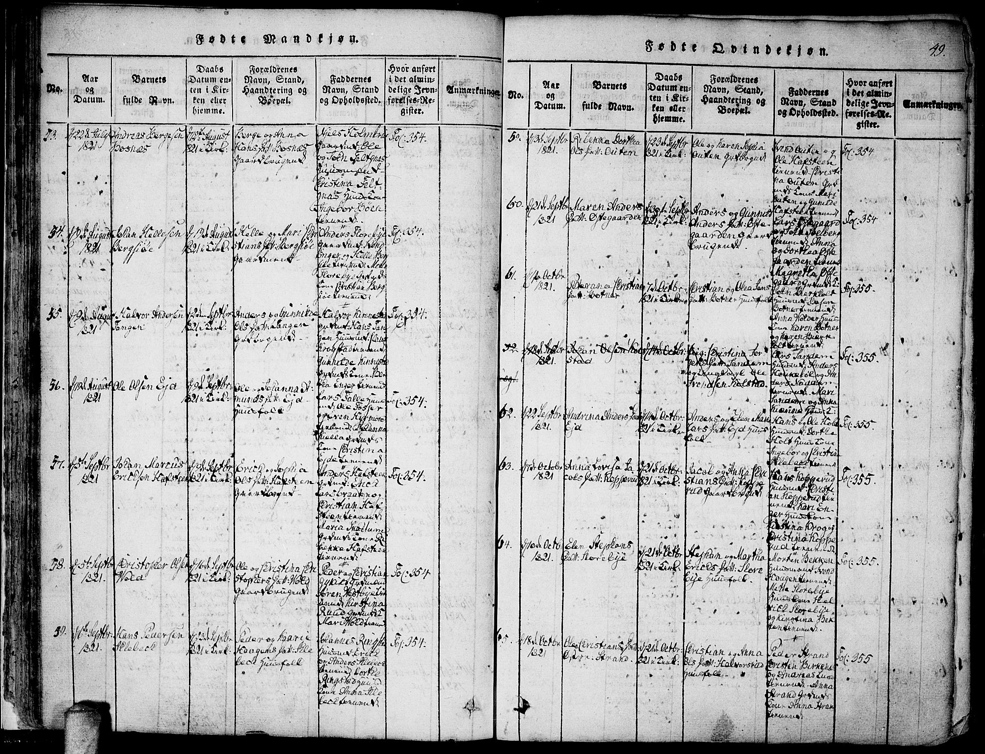 Høland prestekontor Kirkebøker, AV/SAO-A-10346a/F/Fa/L0007: Parish register (official) no. I 7, 1814-1827, p. 49