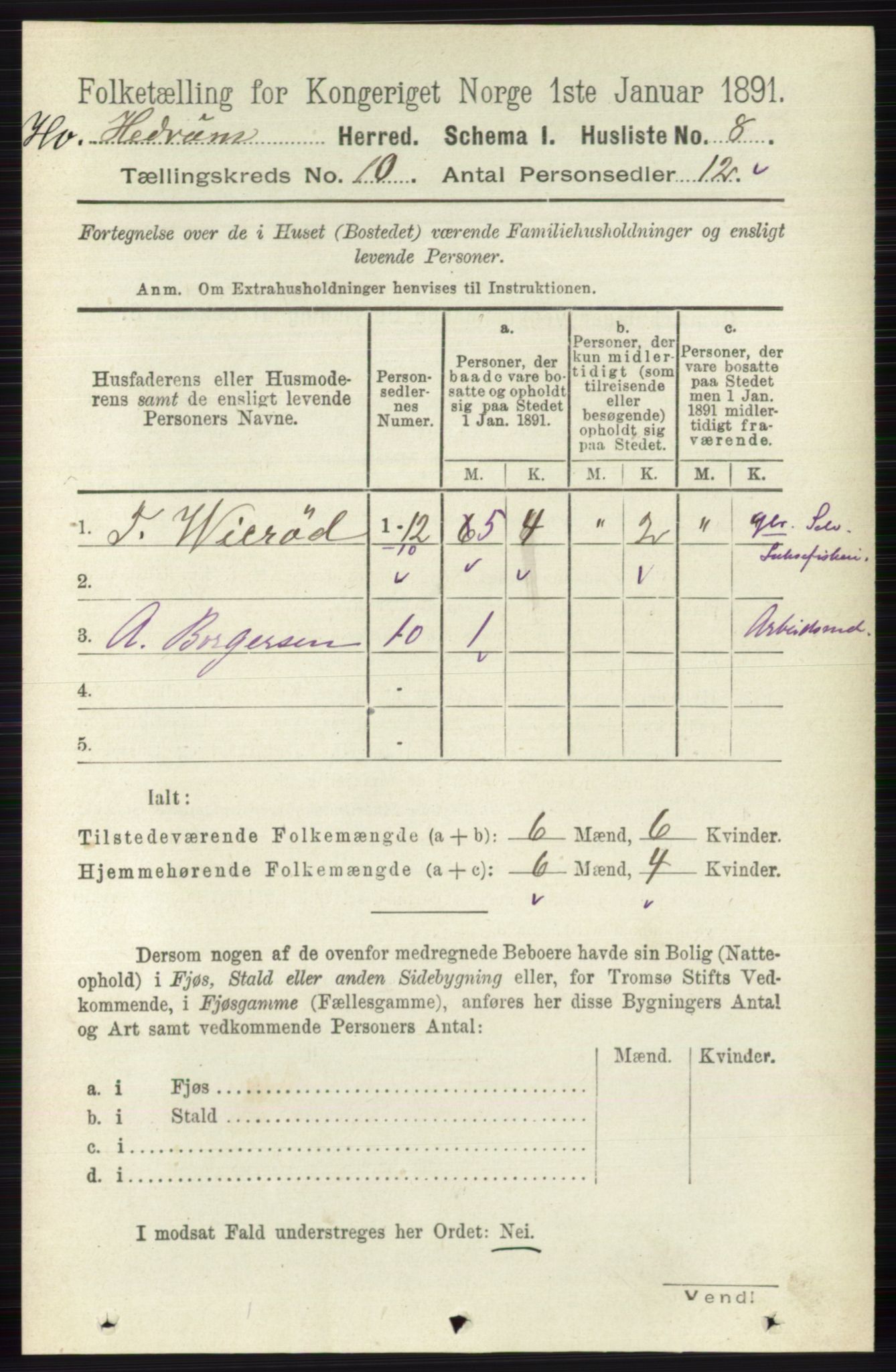 RA, 1891 census for 0727 Hedrum, 1891, p. 4330