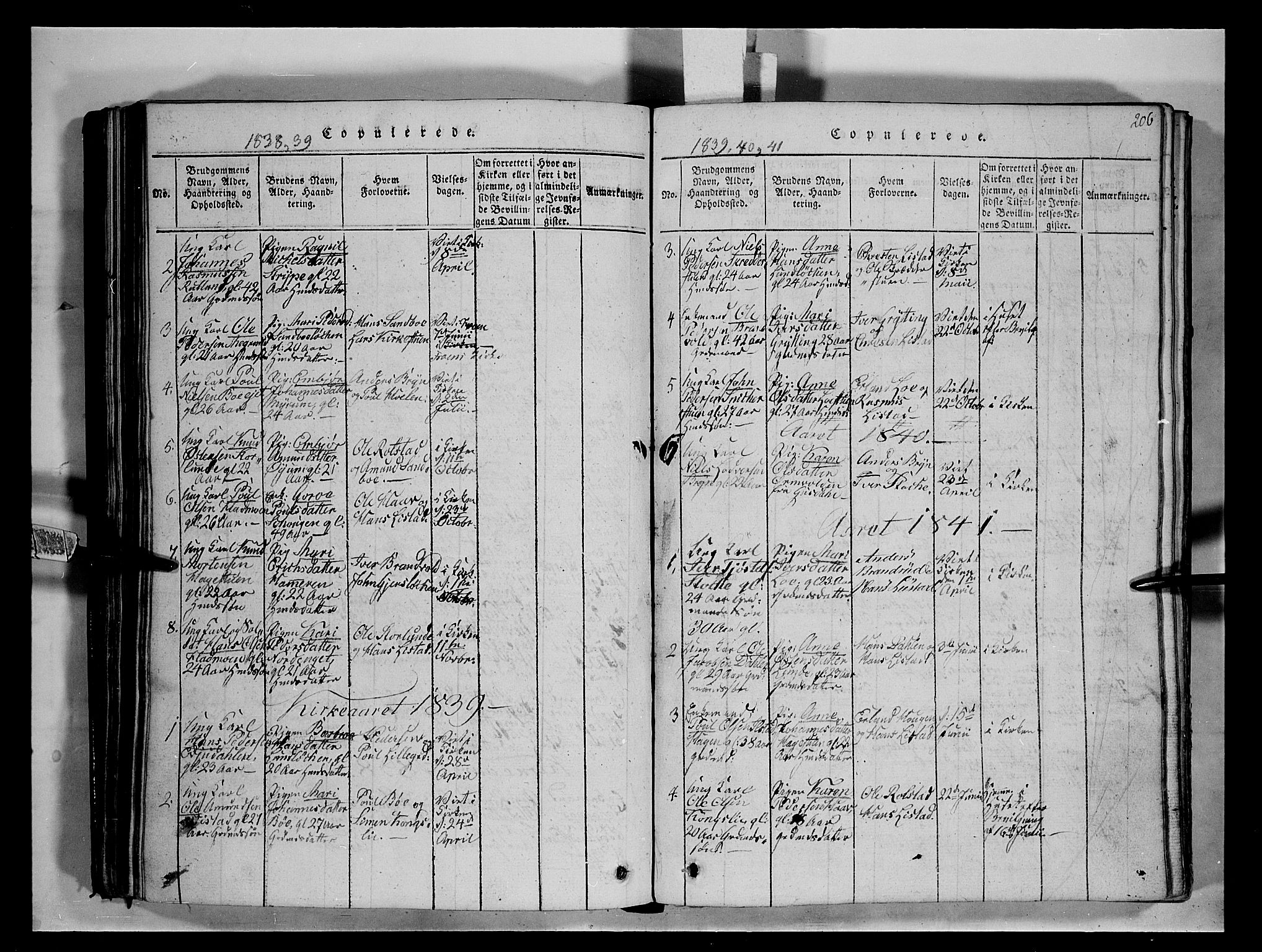 Fron prestekontor, SAH/PREST-078/H/Ha/Hab/L0004: Parish register (copy) no. 4, 1816-1850, p. 206