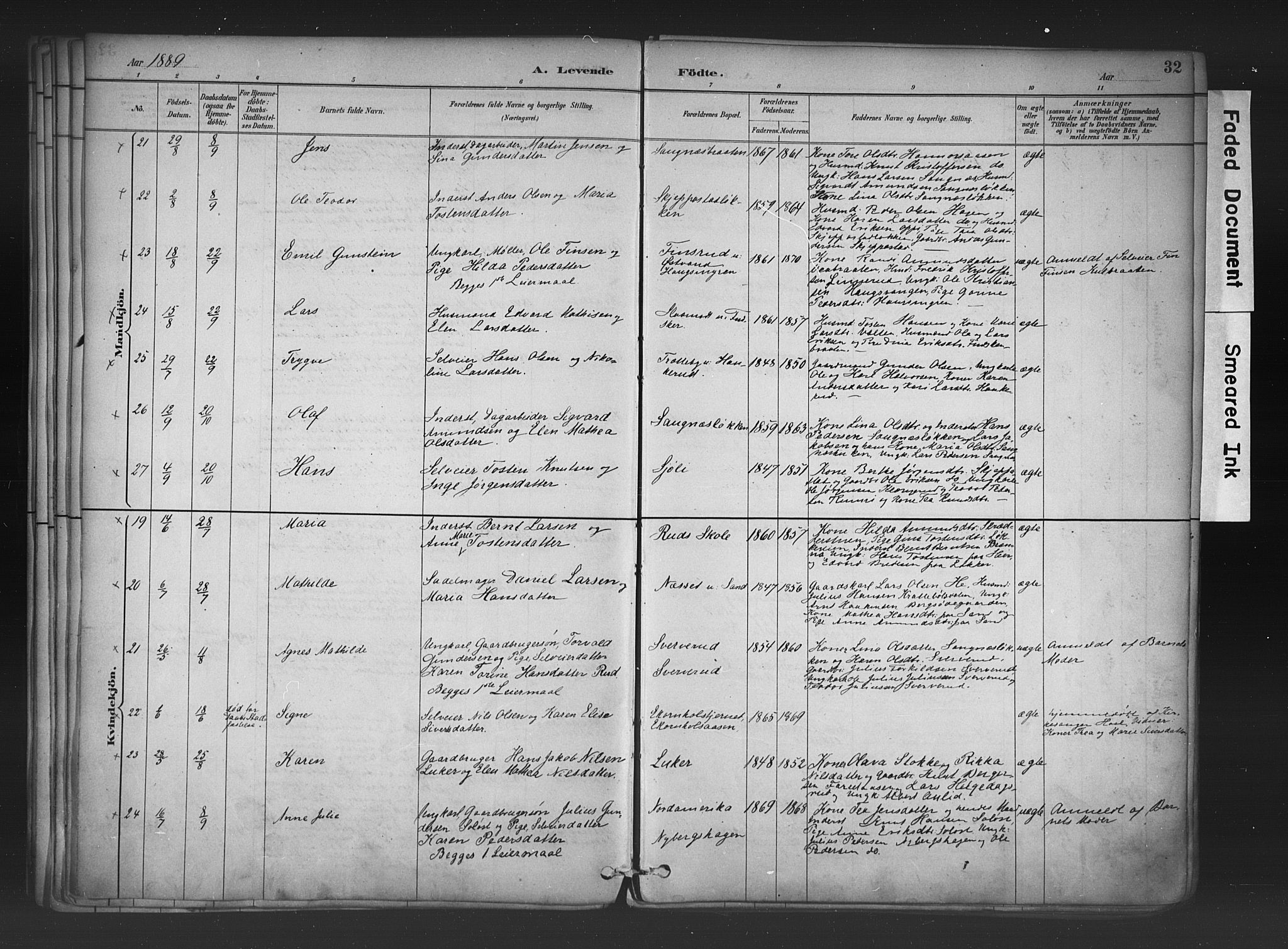 Nord-Odal prestekontor, AV/SAH-PREST-032/H/Ha/Haa/L0006: Parish register (official) no. 6, 1886-1901, p. 32