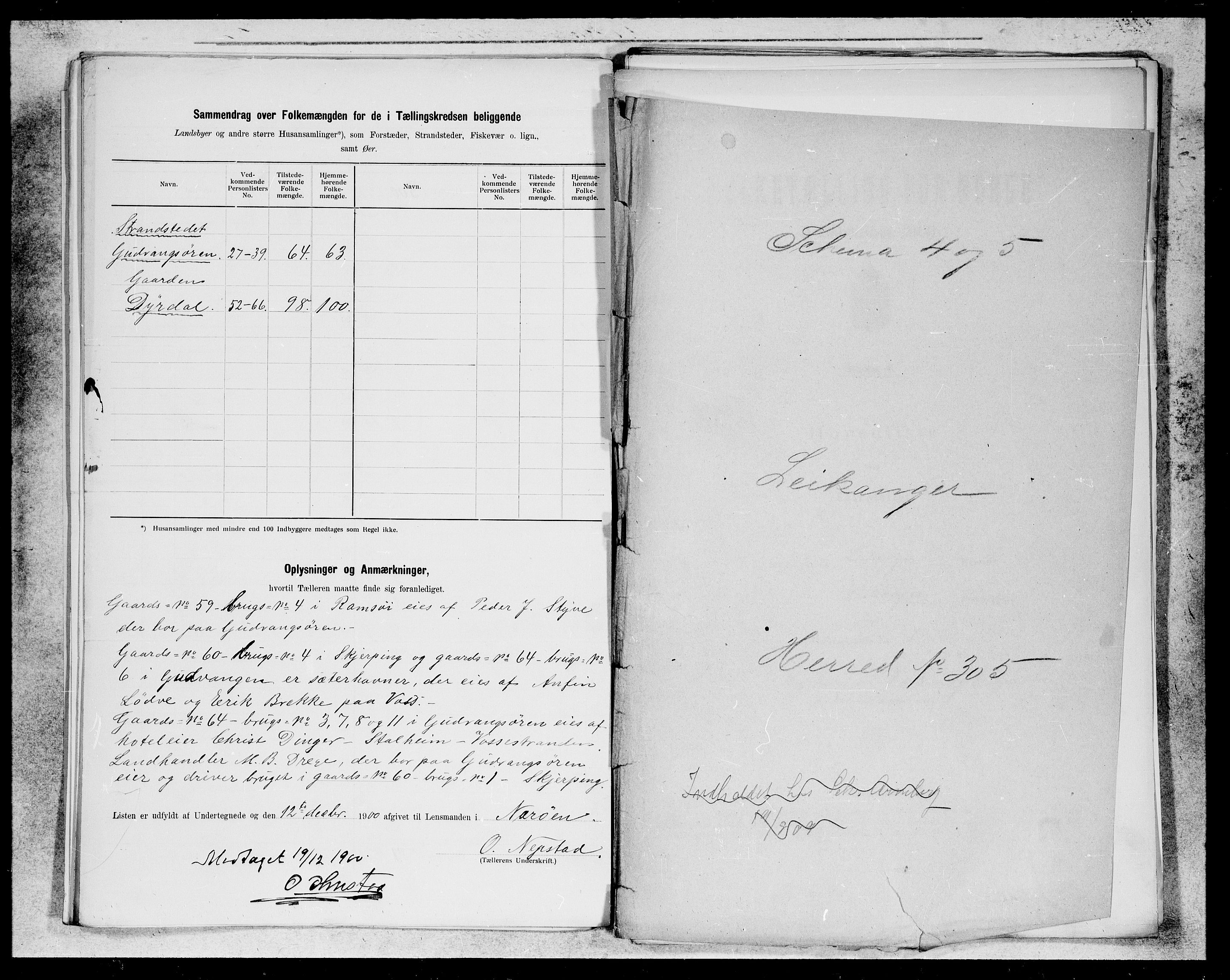 SAB, 1900 census for Aurland, 1900, p. 17