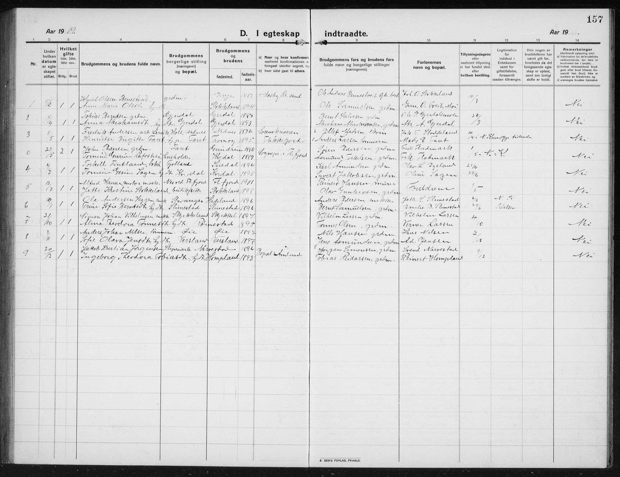 Kvinesdal sokneprestkontor, SAK/1111-0026/F/Fb/Fbb/L0004: Parish register (copy) no. B 4, 1917-1938, p. 157