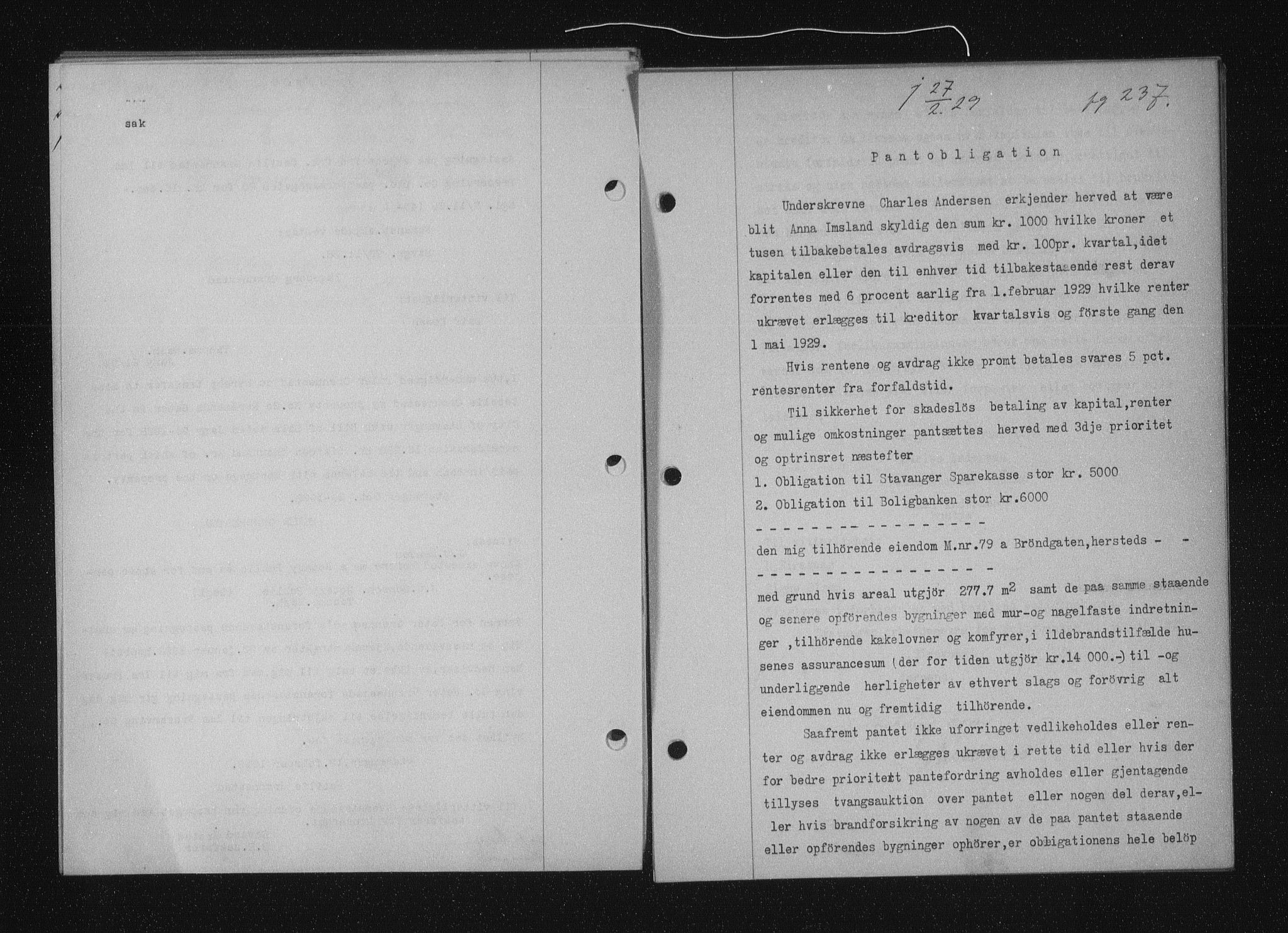 Stavanger byfogd, SAST/A-101408/001/4/41/410/410BB/L0055: Mortgage book no. 43, 1928-1929, Deed date: 27.02.1929