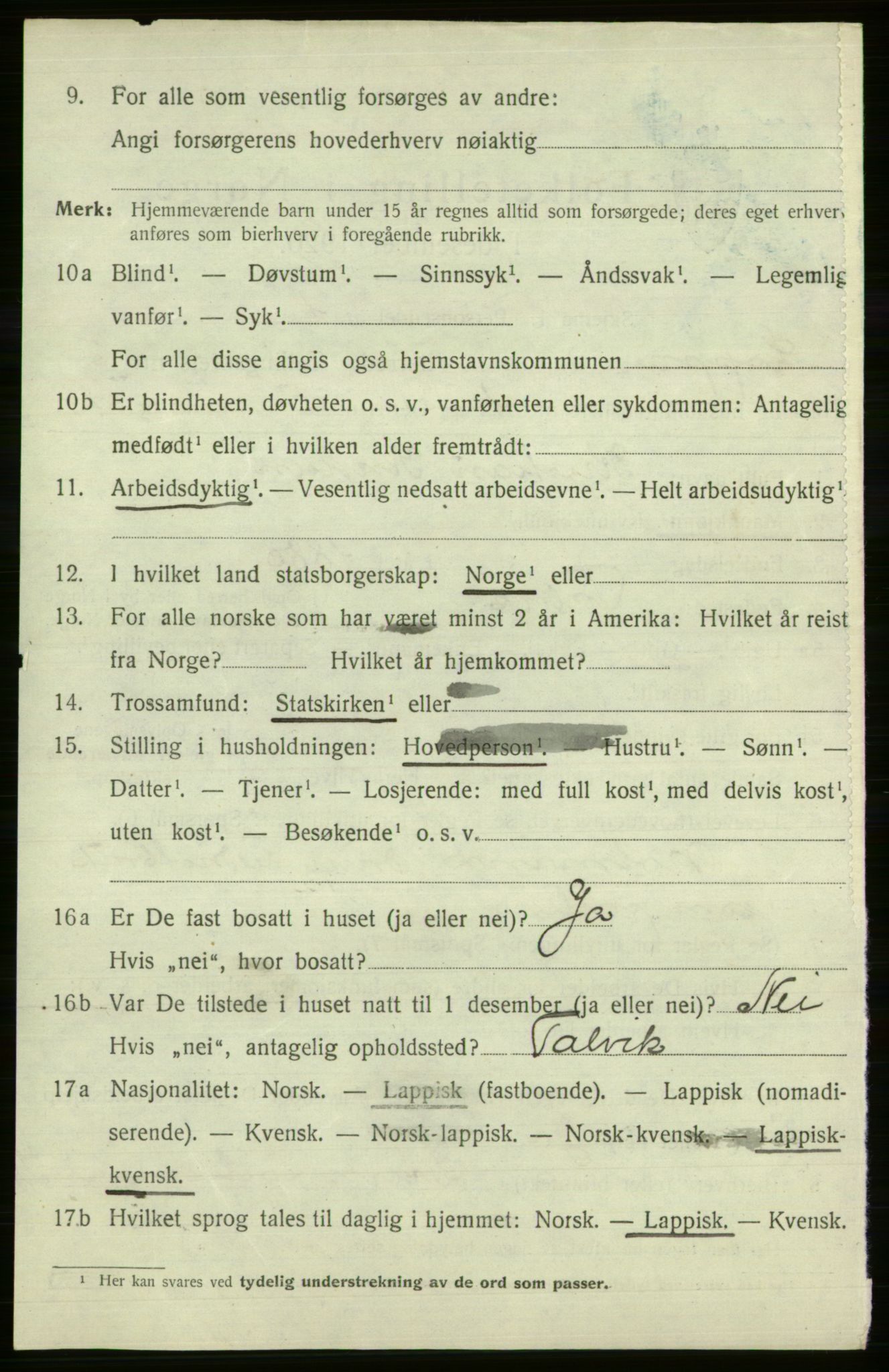 SATØ, 1920 census for Loppa, 1920, p. 2535