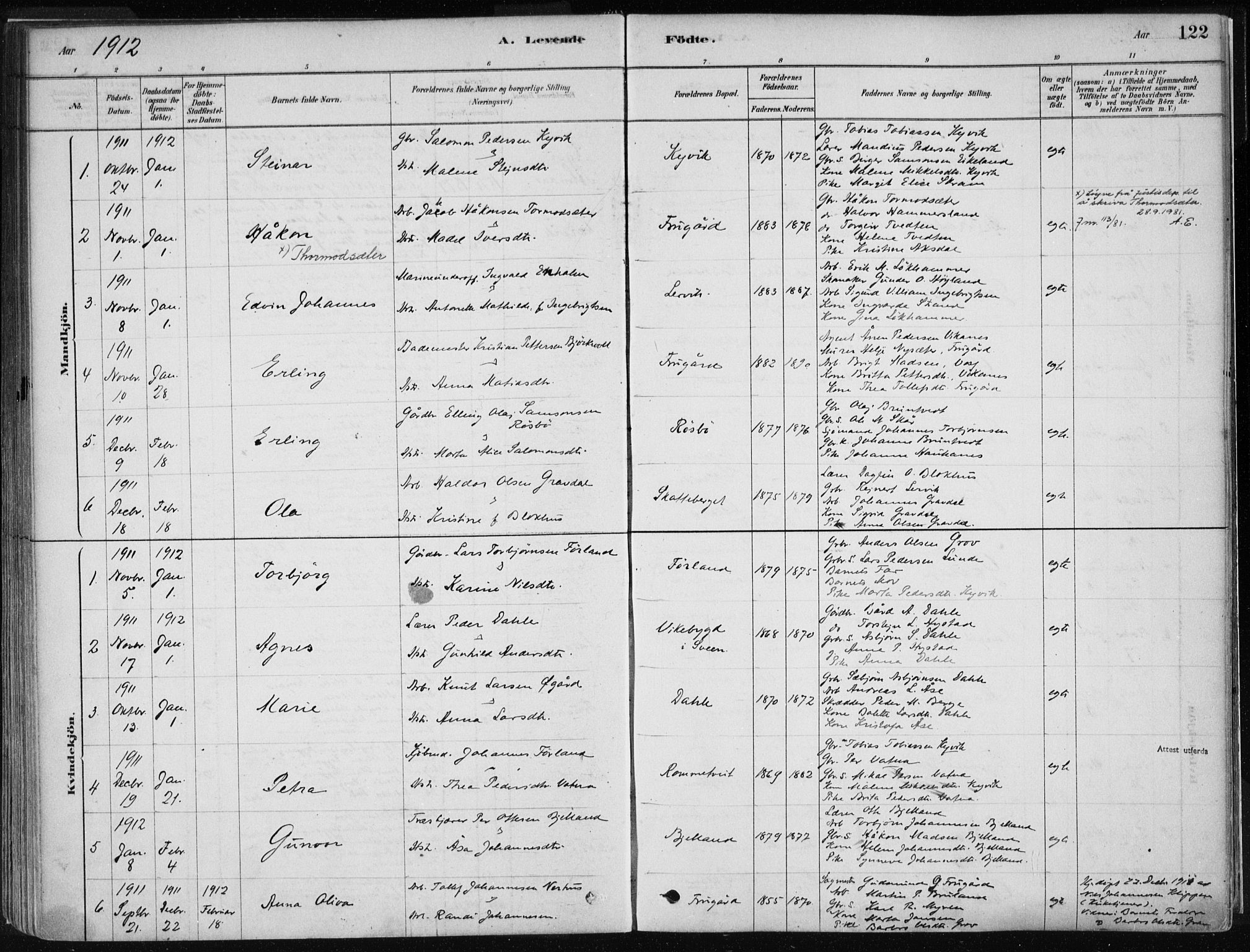 Stord sokneprestembete, SAB/A-78201/H/Haa: Parish register (official) no. B 2, 1878-1913, p. 122