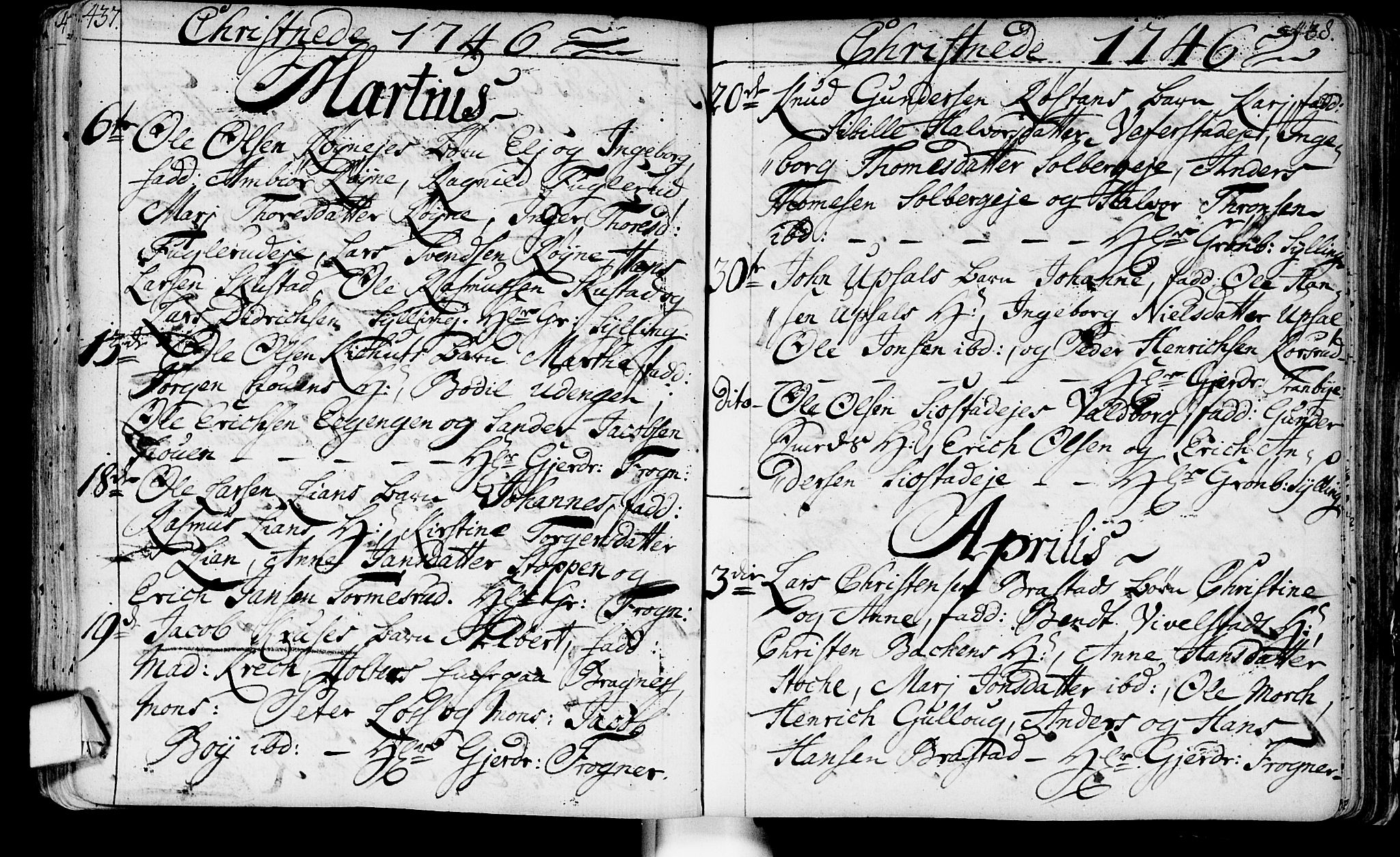 Lier kirkebøker, AV/SAKO-A-230/F/Fa/L0003: Parish register (official) no. I 3, 1727-1748, p. 437-438