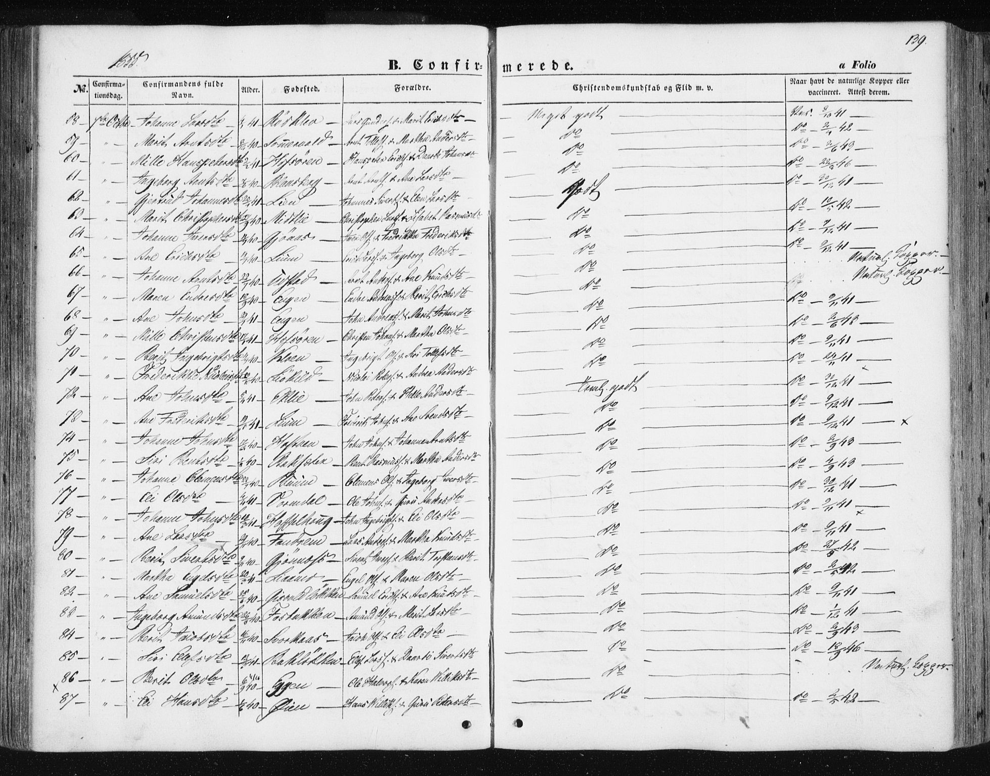 Ministerialprotokoller, klokkerbøker og fødselsregistre - Sør-Trøndelag, SAT/A-1456/668/L0806: Parish register (official) no. 668A06, 1854-1869, p. 139