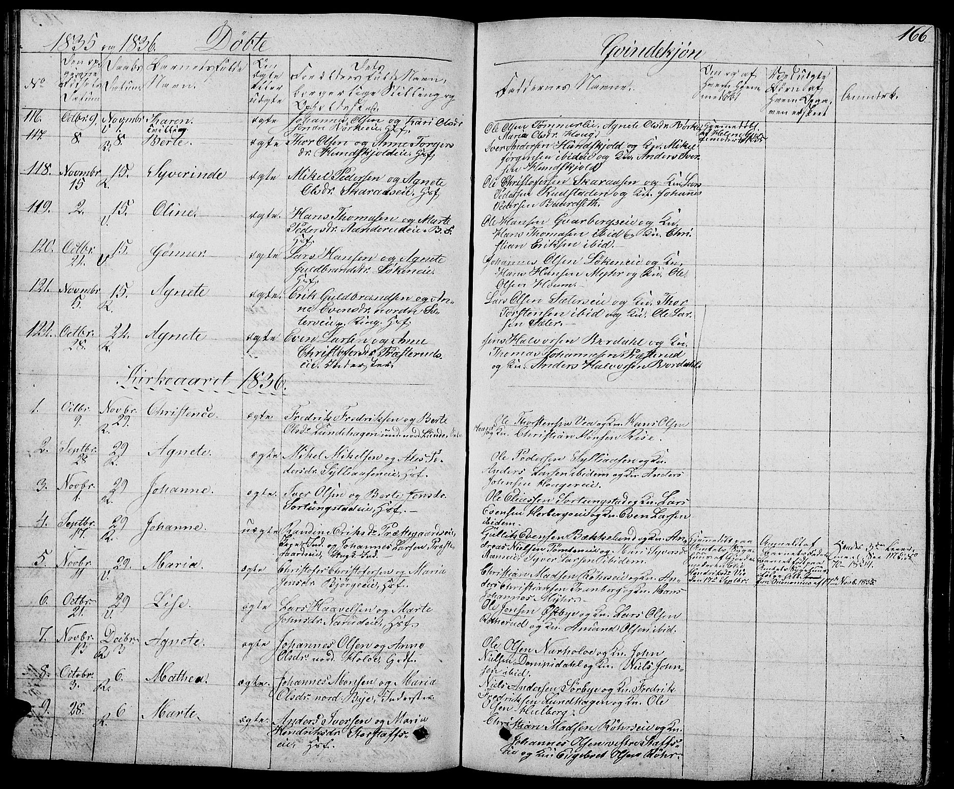 Ringsaker prestekontor, AV/SAH-PREST-014/L/La/L0004: Parish register (copy) no. 4, 1827-1838, p. 166