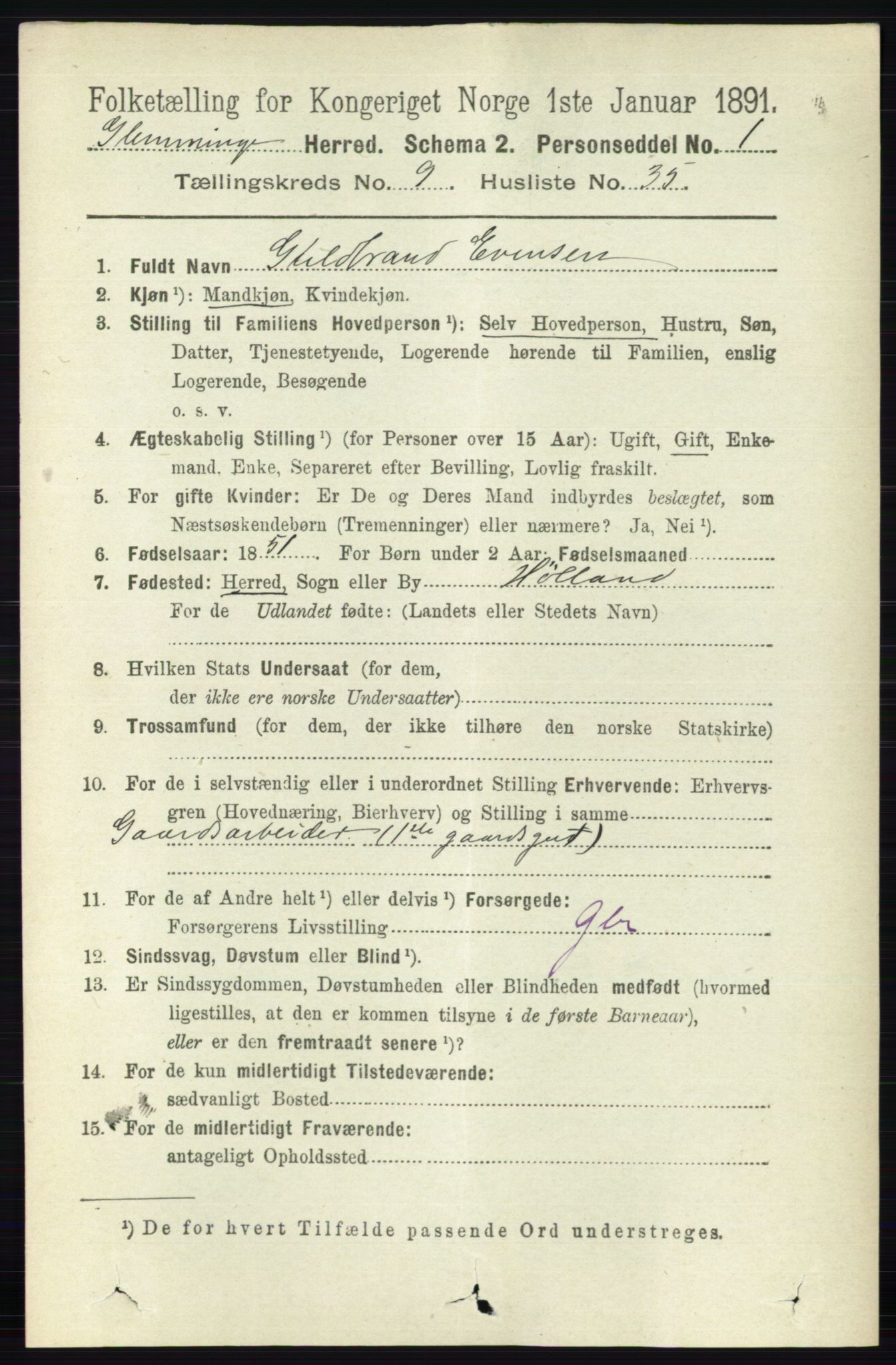 RA, 1891 census for 0132 Glemmen, 1891, p. 9897