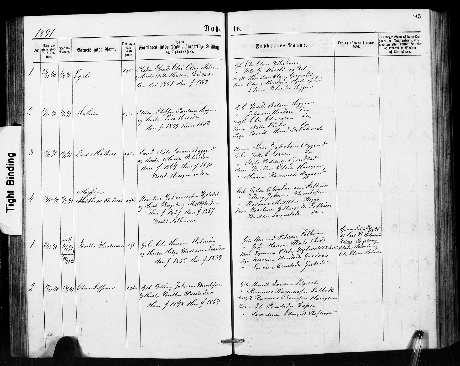 Hornindal sokneprestembete, AV/SAB-A-82401/H/Hab: Parish register (copy) no. A 1, 1876-1894, p. 95