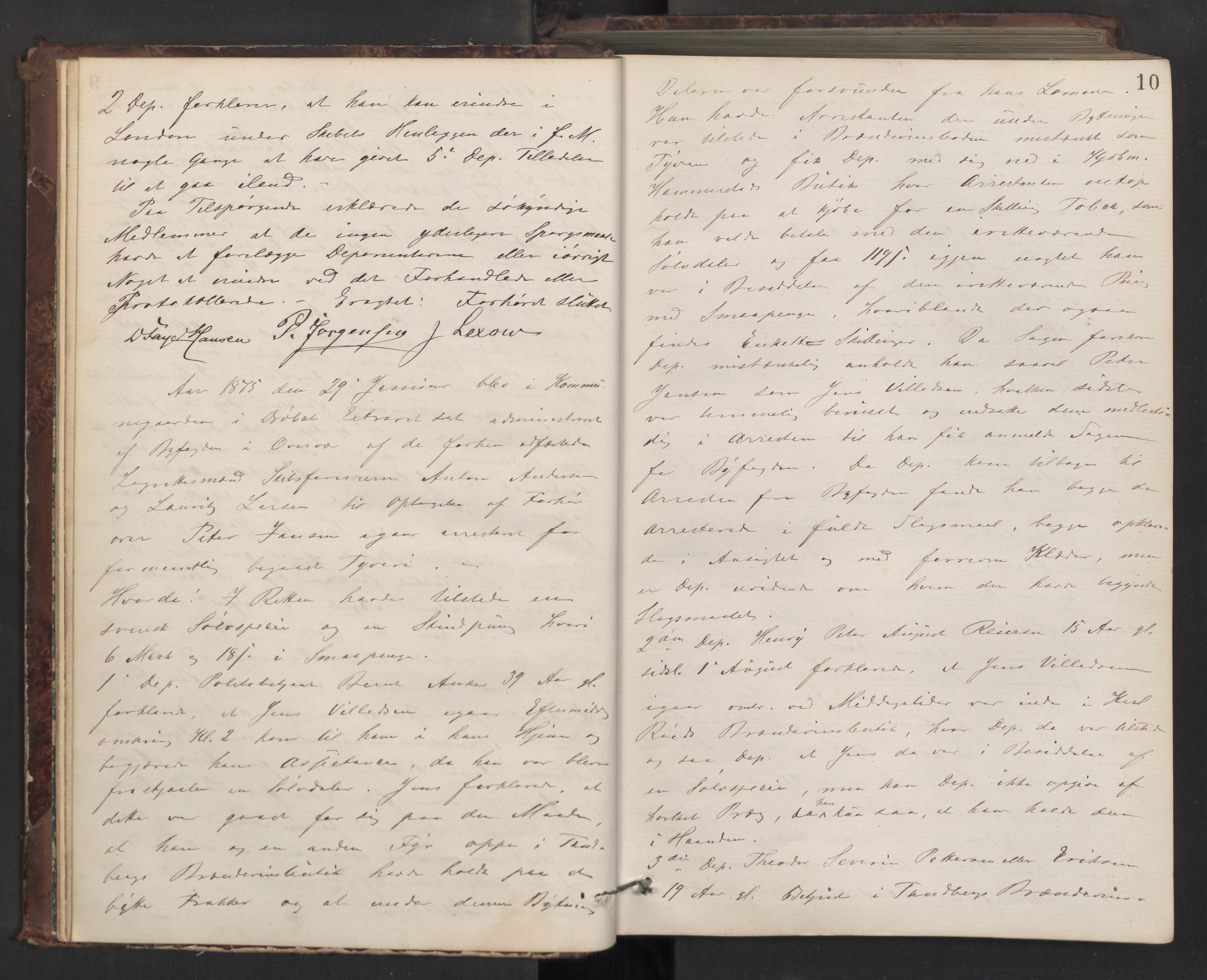 Drøbak byfogd, AV/SAO-A-10144/F/Fb/L0004: Ekstrarettsprotokoll, 1874-1889, p. 9b-10a