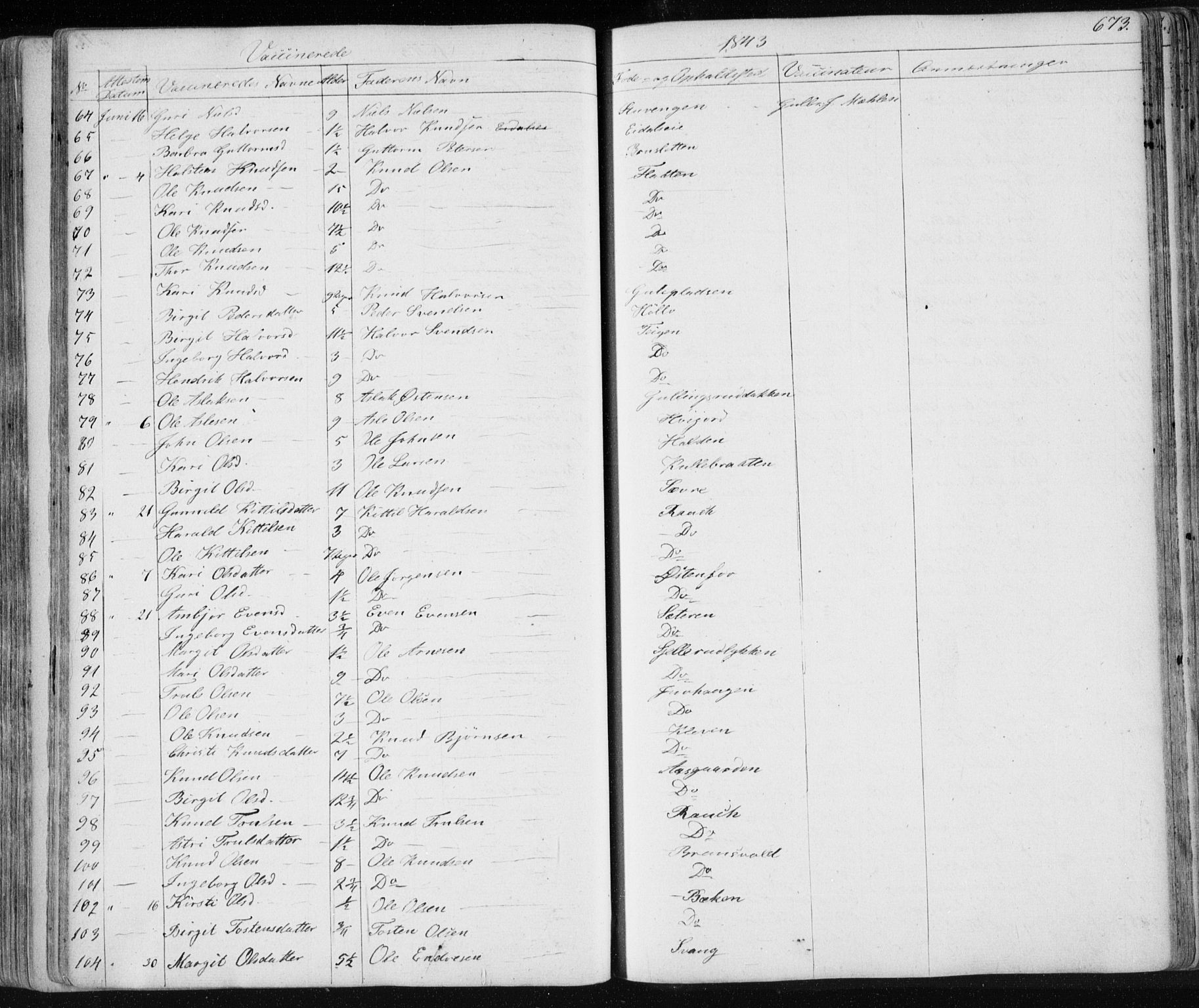 Nes kirkebøker, SAKO/A-236/F/Fa/L0009: Parish register (official) no. 9, 1834-1863, p. 673