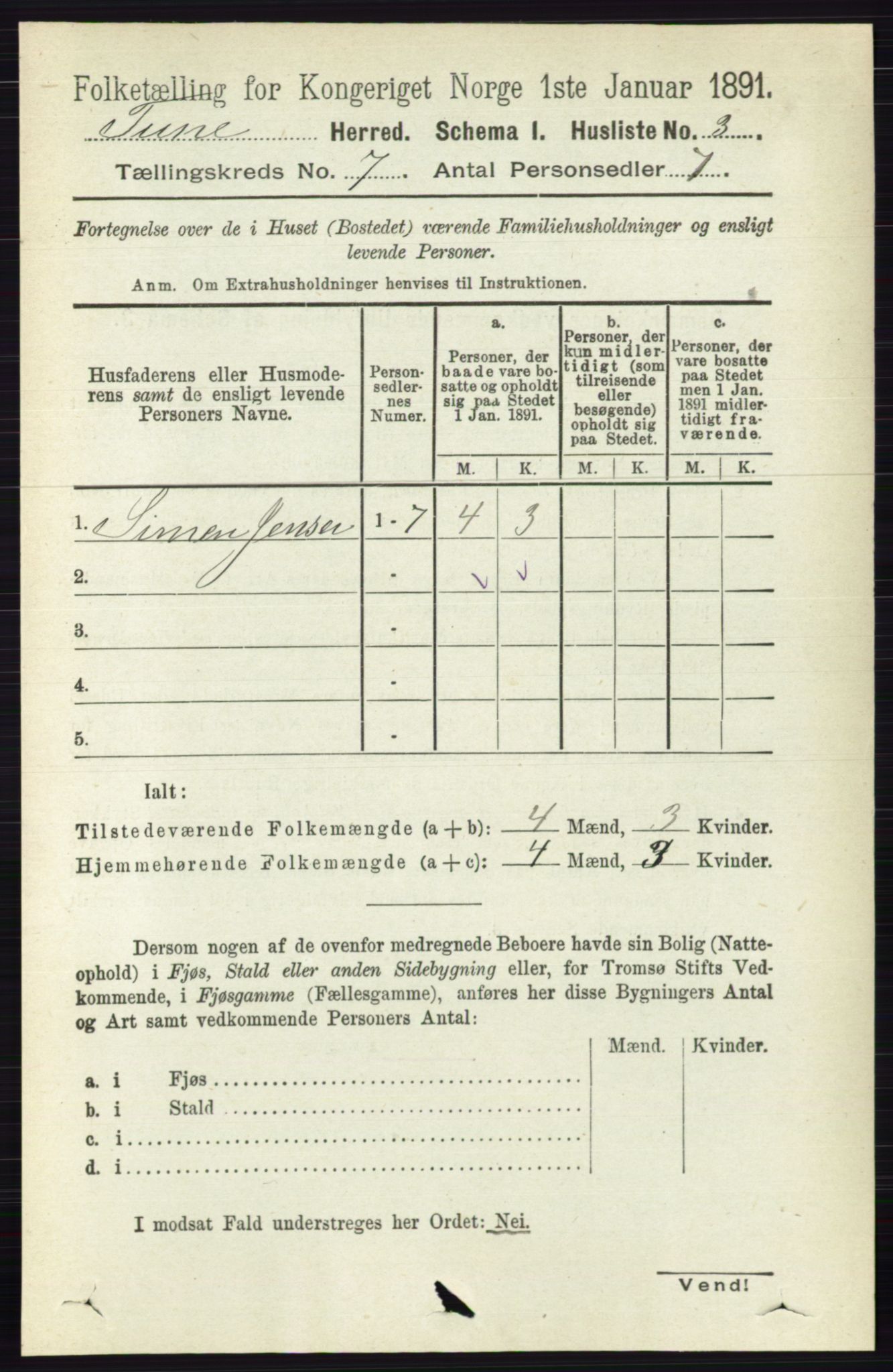 RA, 1891 census for 0130 Tune, 1891, p. 5050