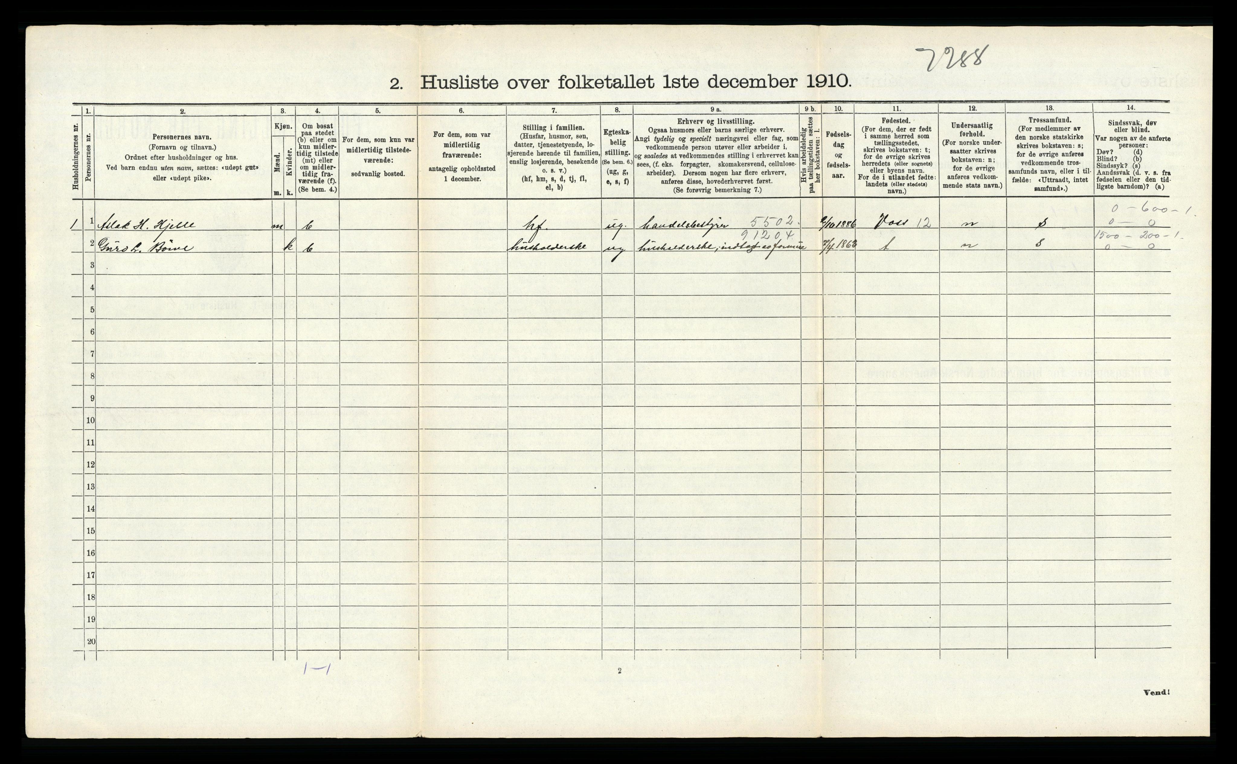 RA, 1910 census for Ullensvang, 1910, p. 2146