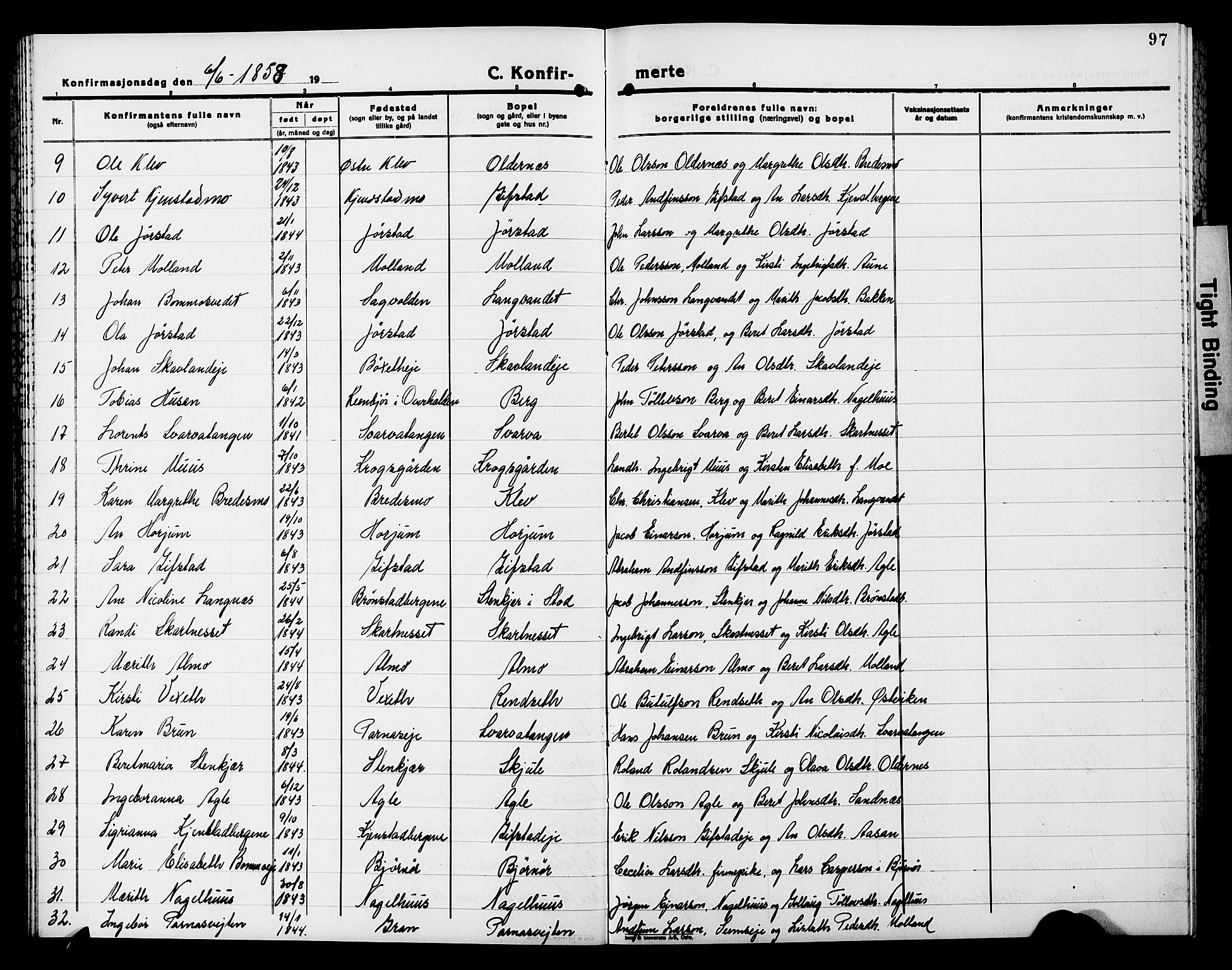 Ministerialprotokoller, klokkerbøker og fødselsregistre - Nord-Trøndelag, SAT/A-1458/749/L0485: Parish register (official) no. 749D01, 1857-1872, p. 97