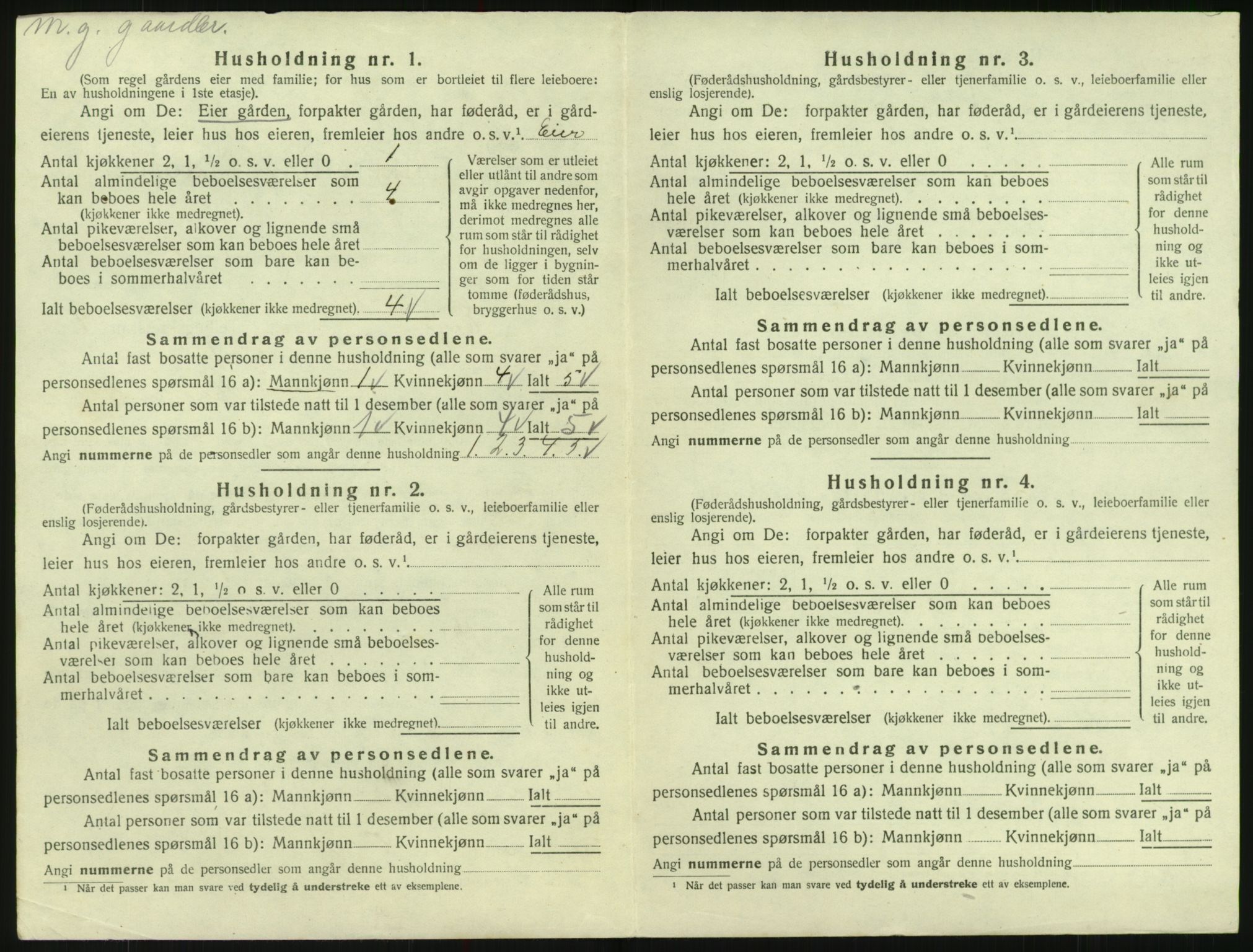 SAK, 1920 census for Evje, 1920, p. 163