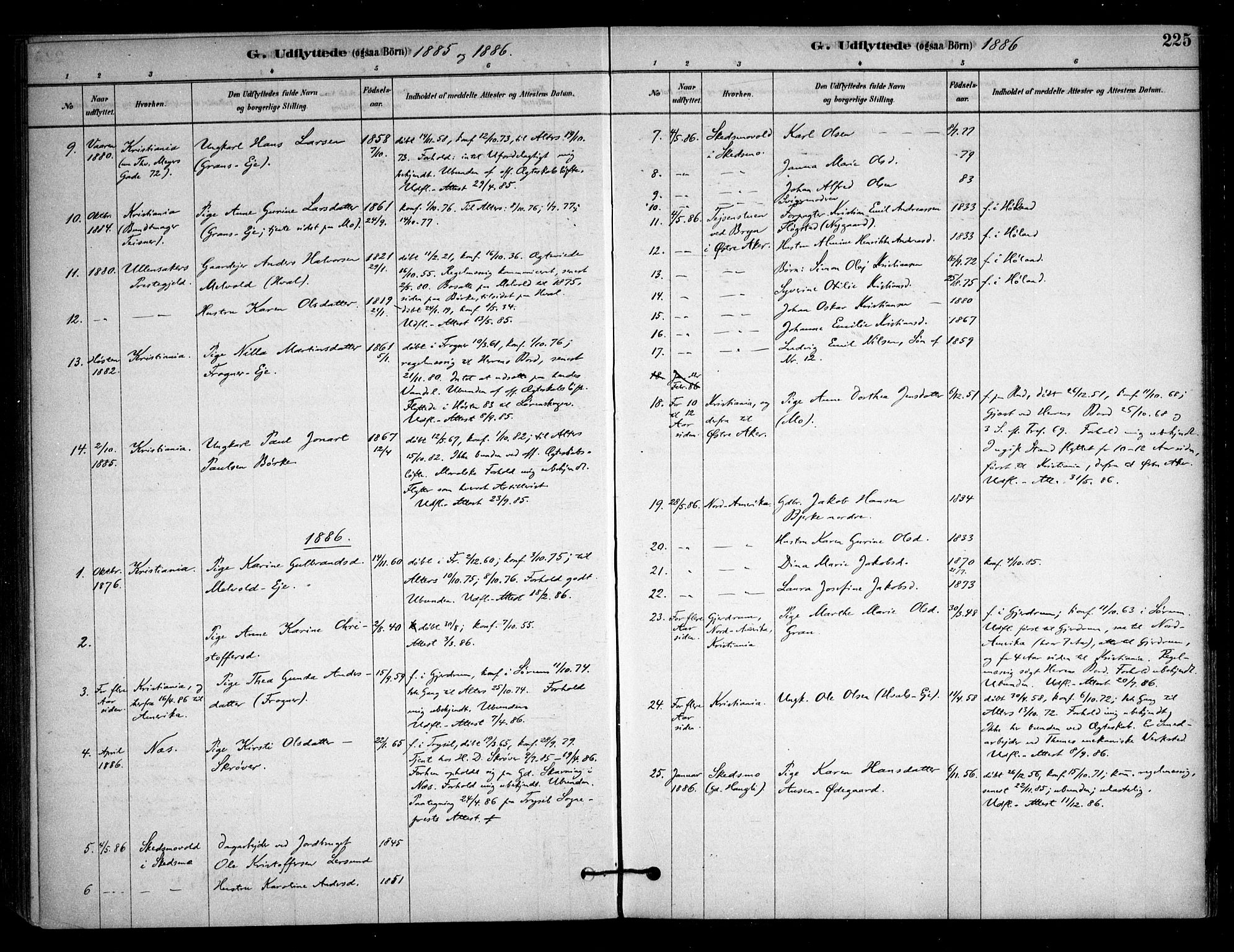 Sørum prestekontor Kirkebøker, SAO/A-10303/F/Fb/L0001: Parish register (official) no. II 1, 1878-1915, p. 225