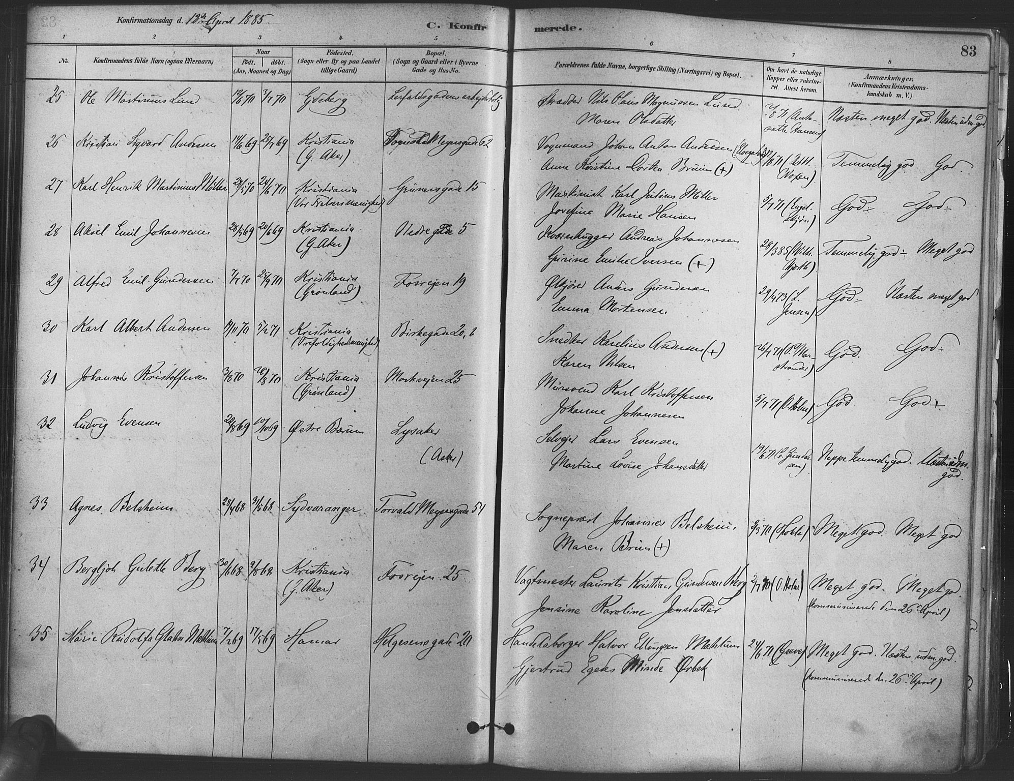 Paulus prestekontor Kirkebøker, AV/SAO-A-10871/F/Fa/L0004: Parish register (official) no. 4, 1879-1891, p. 83