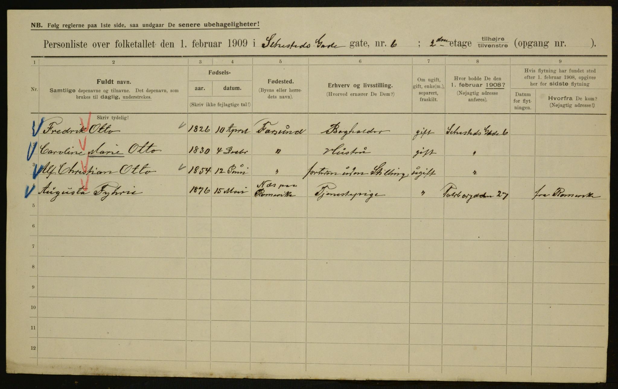 OBA, Municipal Census 1909 for Kristiania, 1909, p. 85166