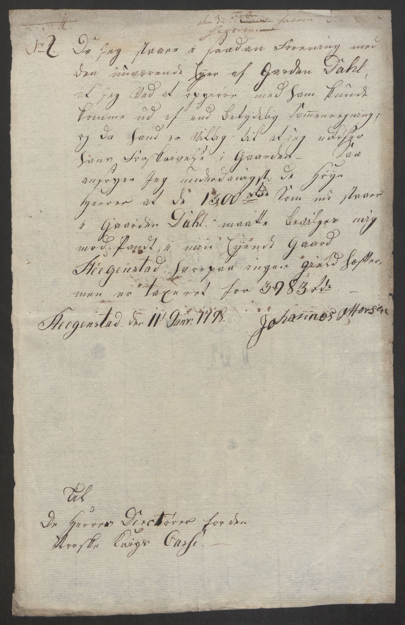 Forsvaret, Den norske kvesthuskasse/krigshospitalkasse, AV/RA-RAFA-1887/F/Fa/L0017: Innkomne brev:, 1782-1807, p. 210