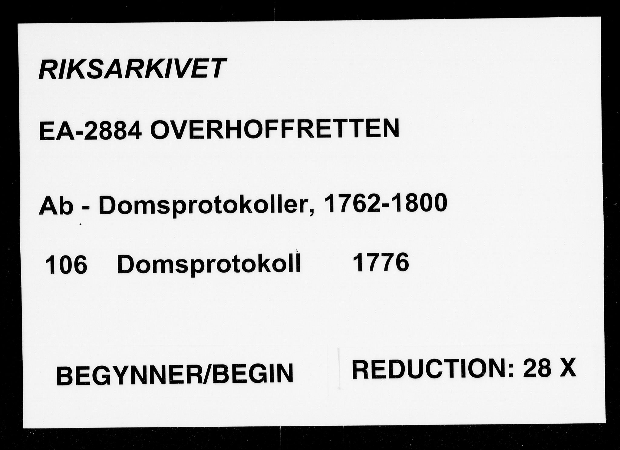 Overhoffretten 1667-1797, AV/RA-EA-2884/Ab/L0106: Domsprotokoll, 1776